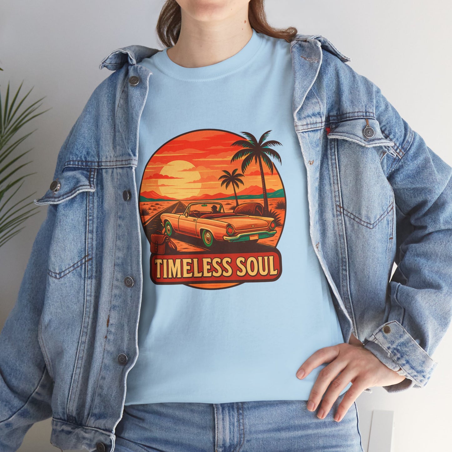 Timeless Soul Road Trip T-Shirt, Retro Sunset Unisex Tee, Vintage Palm Tree Graphic Shirt