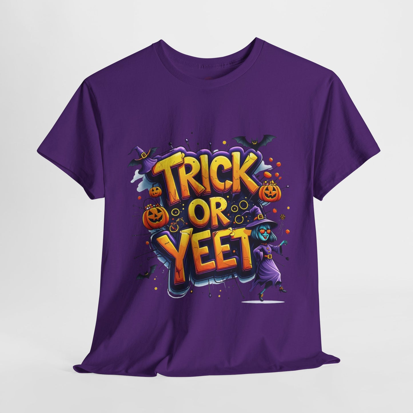 Trick or Yeet Halloween Shirt | Funny Witch Pumpkin Graphic Tee | Spooky Unisex Costume T-Shirt | Trendy Halloween Party Top