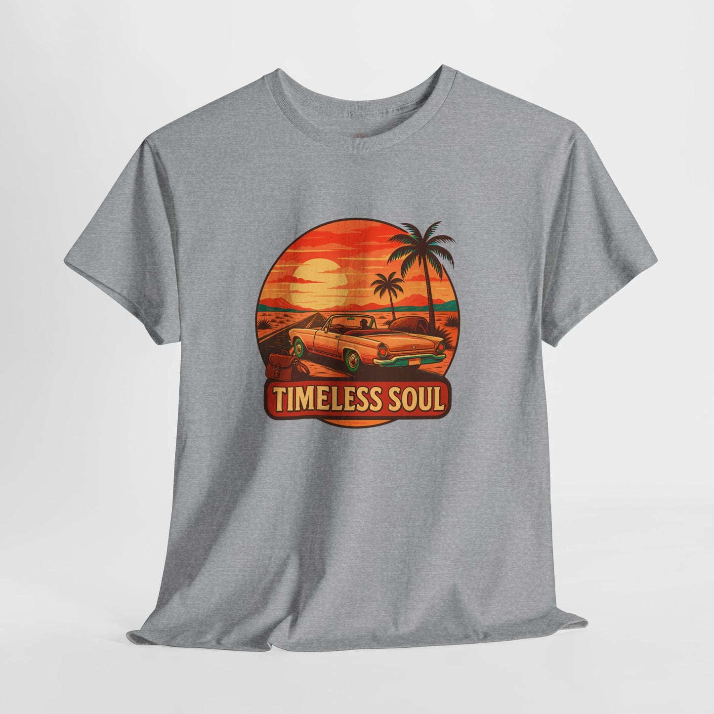 Timeless Soul Road Trip T-Shirt, Retro Sunset Unisex Tee, Vintage Palm Tree Graphic Shirt