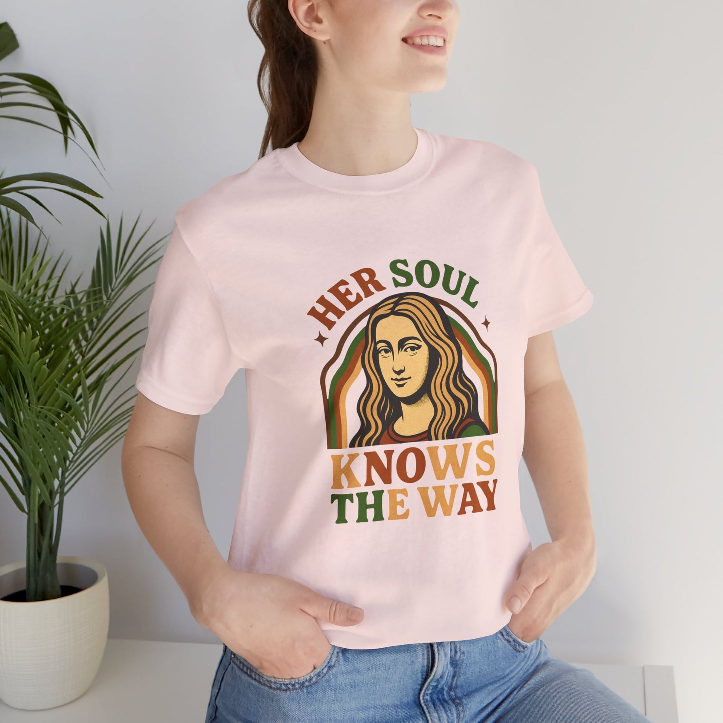 Inspirational Quote Unisex Tee, Her Soul Knows The Way Shirt, Retro Graphic T-Shirt, Vintage Quote Top, Bella+Canvas 3001 Shirt