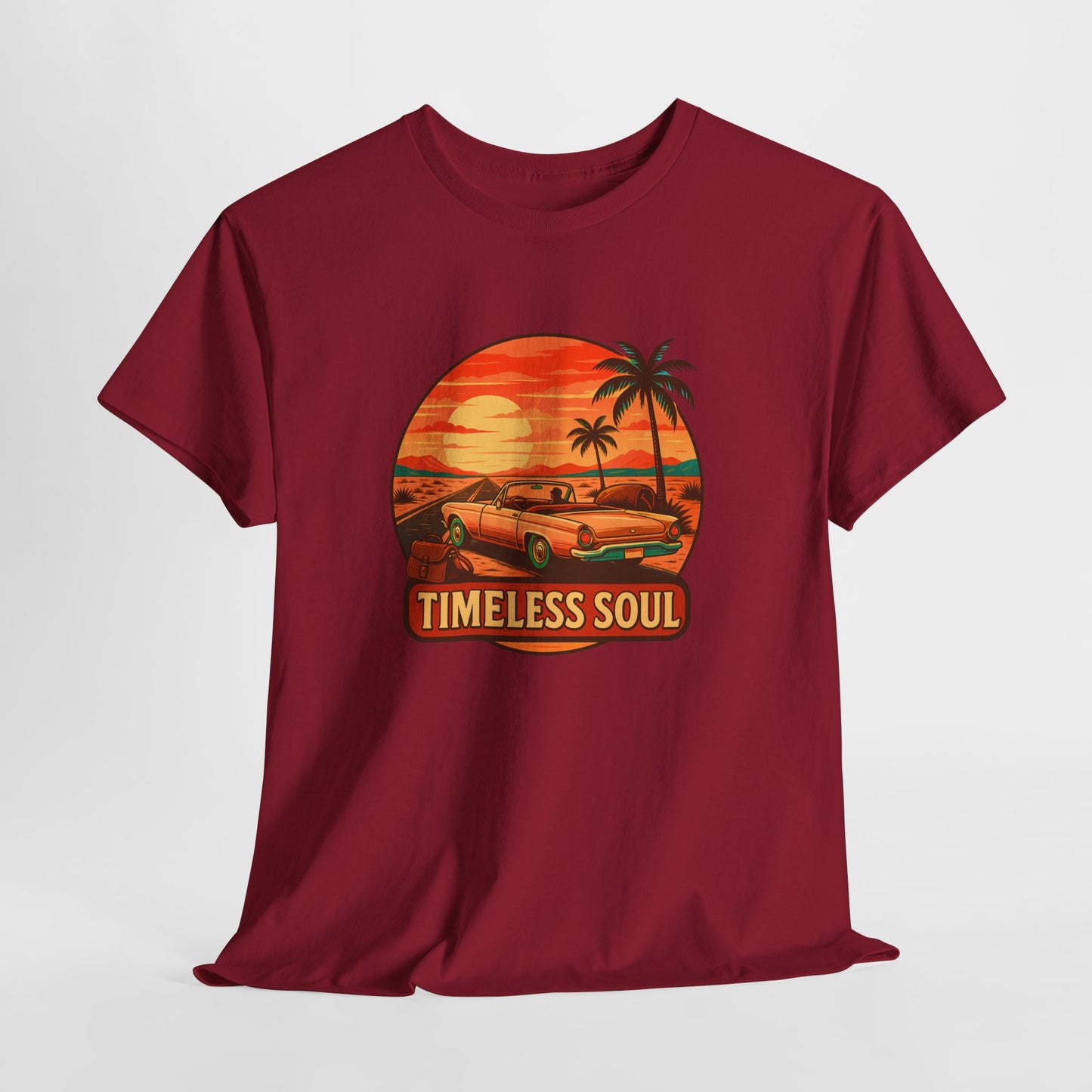 Timeless Soul Road Trip T-Shirt, Retro Sunset Unisex Tee, Vintage Palm Tree Graphic Shirt