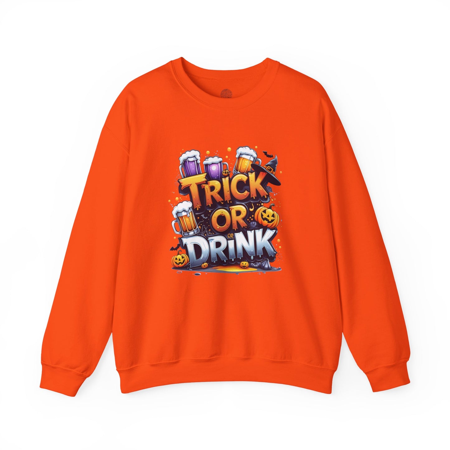 "Trick or Drink Halloween Sweatshirt – Unisex Cozy Crewneck, Spooky Season Fall Outfit, Funny Party Gift"
