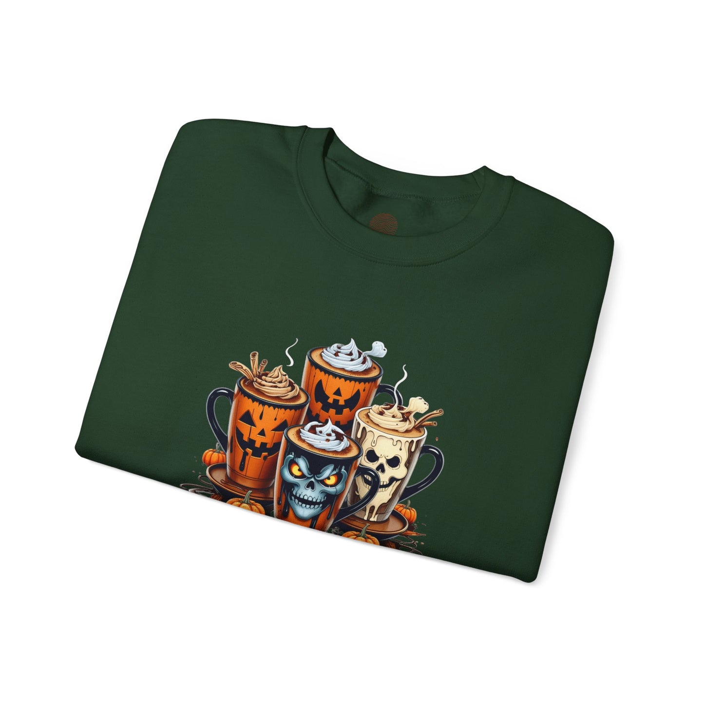 "Stay Spooky Halloween Coffee Cup Sweatshirt – Cozy Gildan Crewneck for Fall & Pumpkin Lovers"