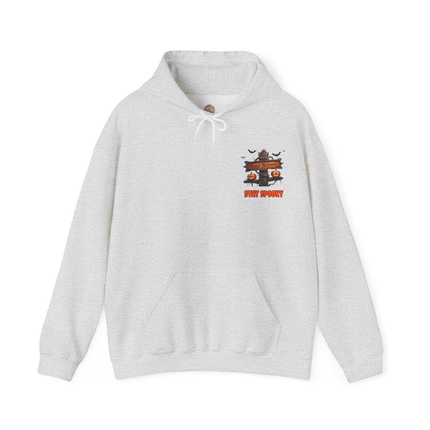 Stay Spooky Halloween Hoodie – Happy Halloween Gravestone & Pumpkin Graphic – Gildan Heavy Blend Unisex Pullover"