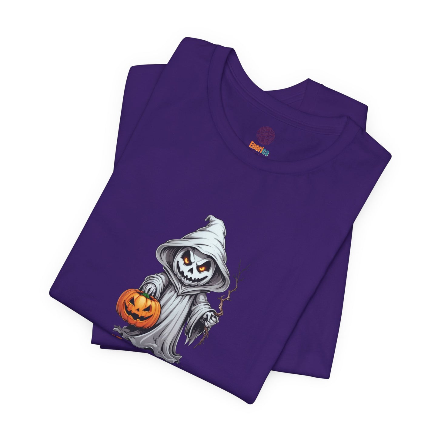 Halloween Ghost Shirt – Scary Pumpkin Graphic Tee – Bella Canvas 3001 – Spooky Unisex Halloween T-Shirt for Women Men