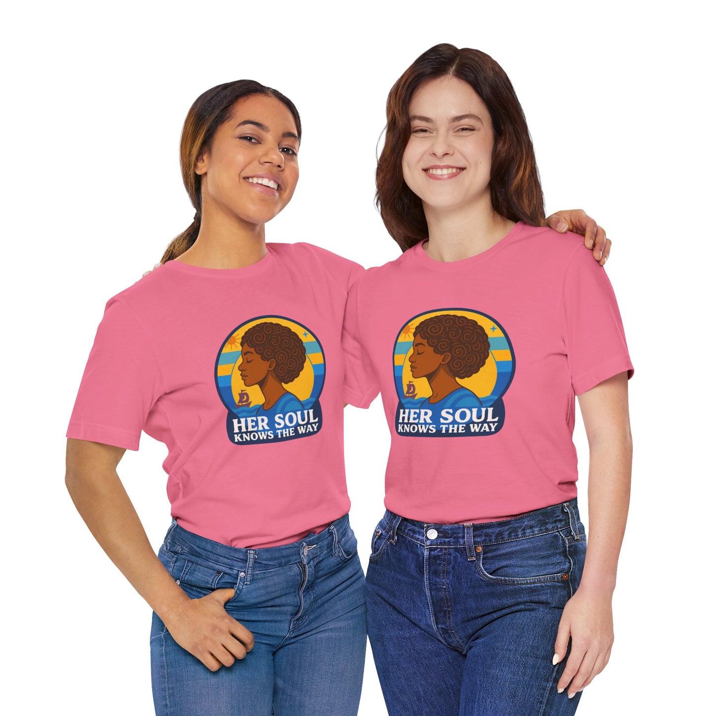 Retro Afro Woman Graphic Tee,Unisex Jersey Short Sleeve Tee, Inspirational Quote Top, Her Soul Knows The Way Shirt