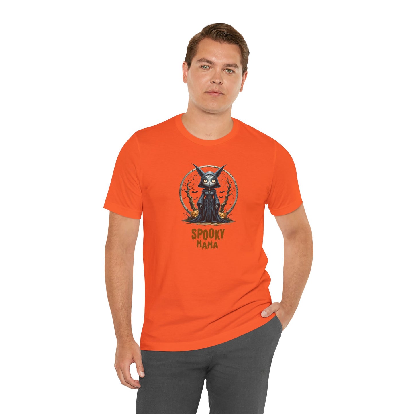 Spooky Mama Halloween Shirt – Gothic Cat Witch Graphic Tee – Bella Canvas 3001 Unisex