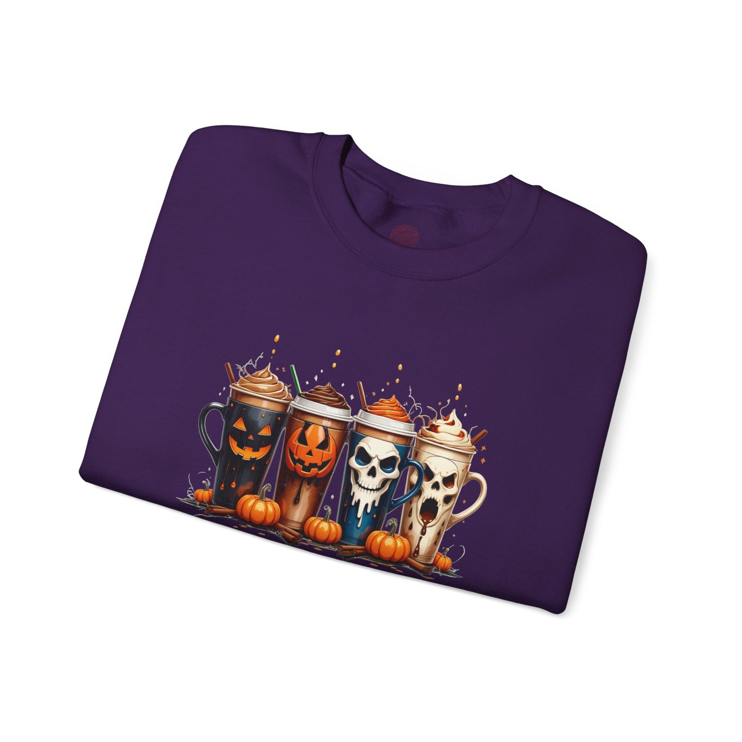 Stay Spooky Halloween Coffee Cups Sweatshirt – Unisex Gildan Heavy Blend Crewneck Pullover