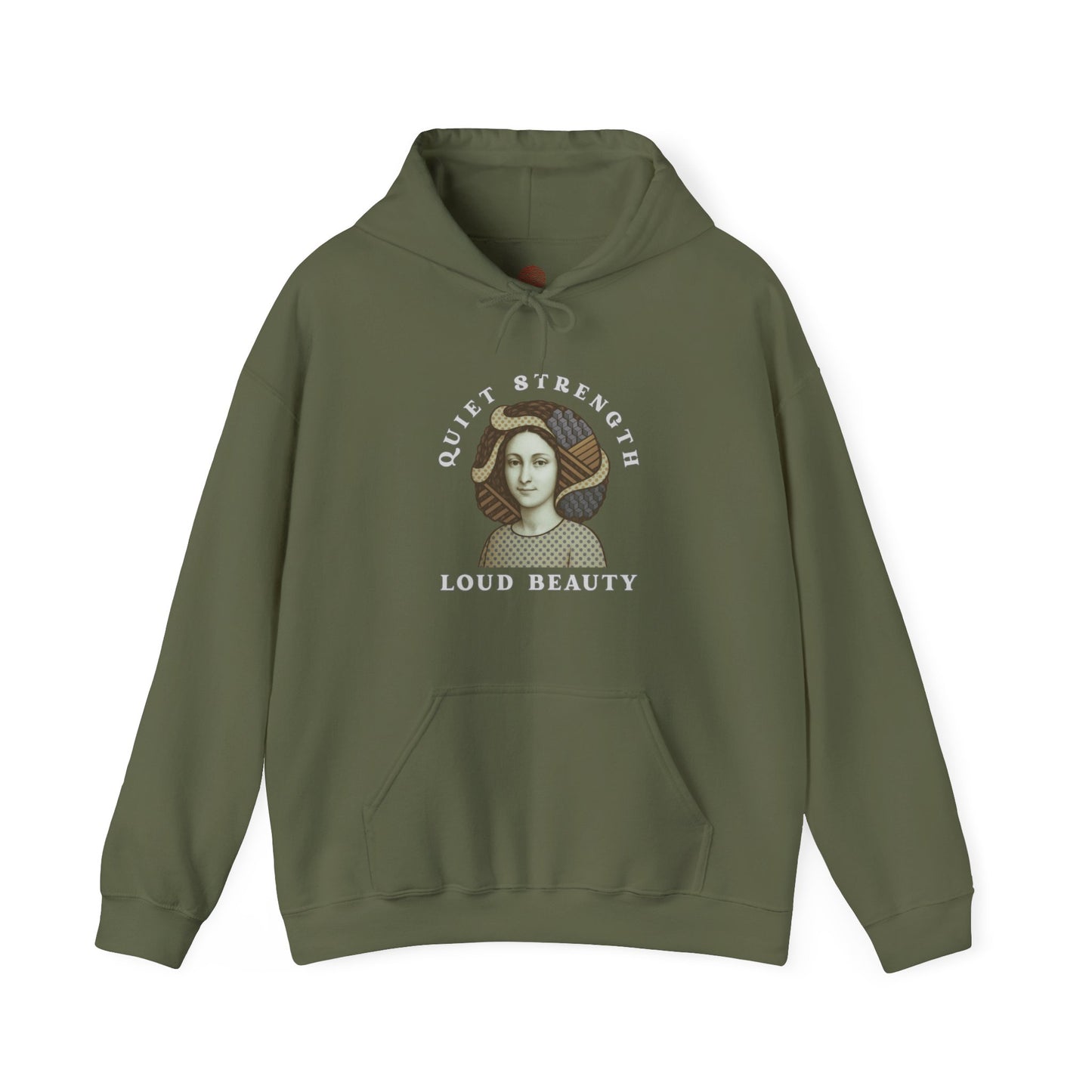 Quiet Strength Loud Beauty Unisex Hoodie, Gildan 18500 Sweatshirt, Feminist Empowerment Pullover, Retro Art Style Hooded Jumper, Graphic
