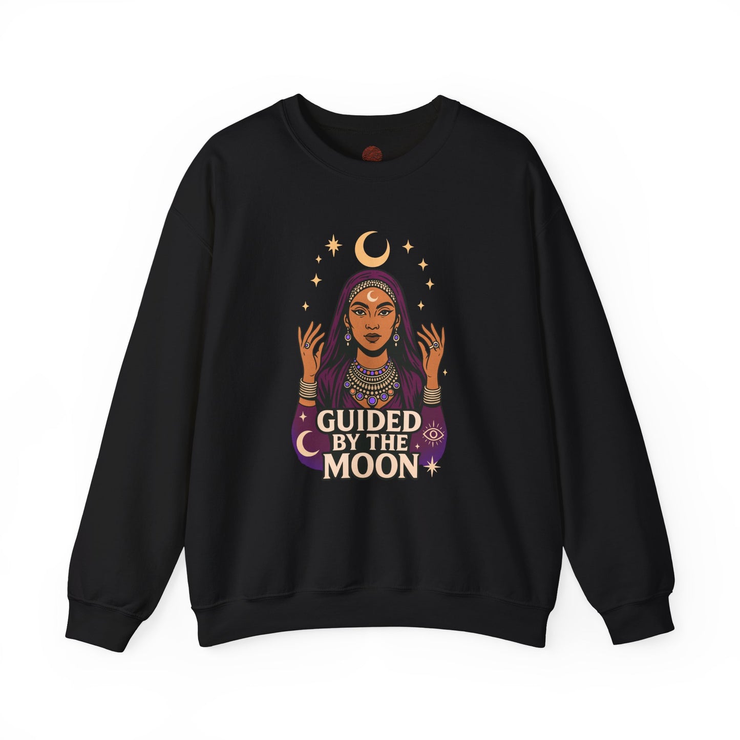 Guided by the Moon Sweatshirt, Mystical Celestial Graphic Pullover, Astrology Spiritual Unisex Crewneck, Moon Phase Cozy Gift, Celestial