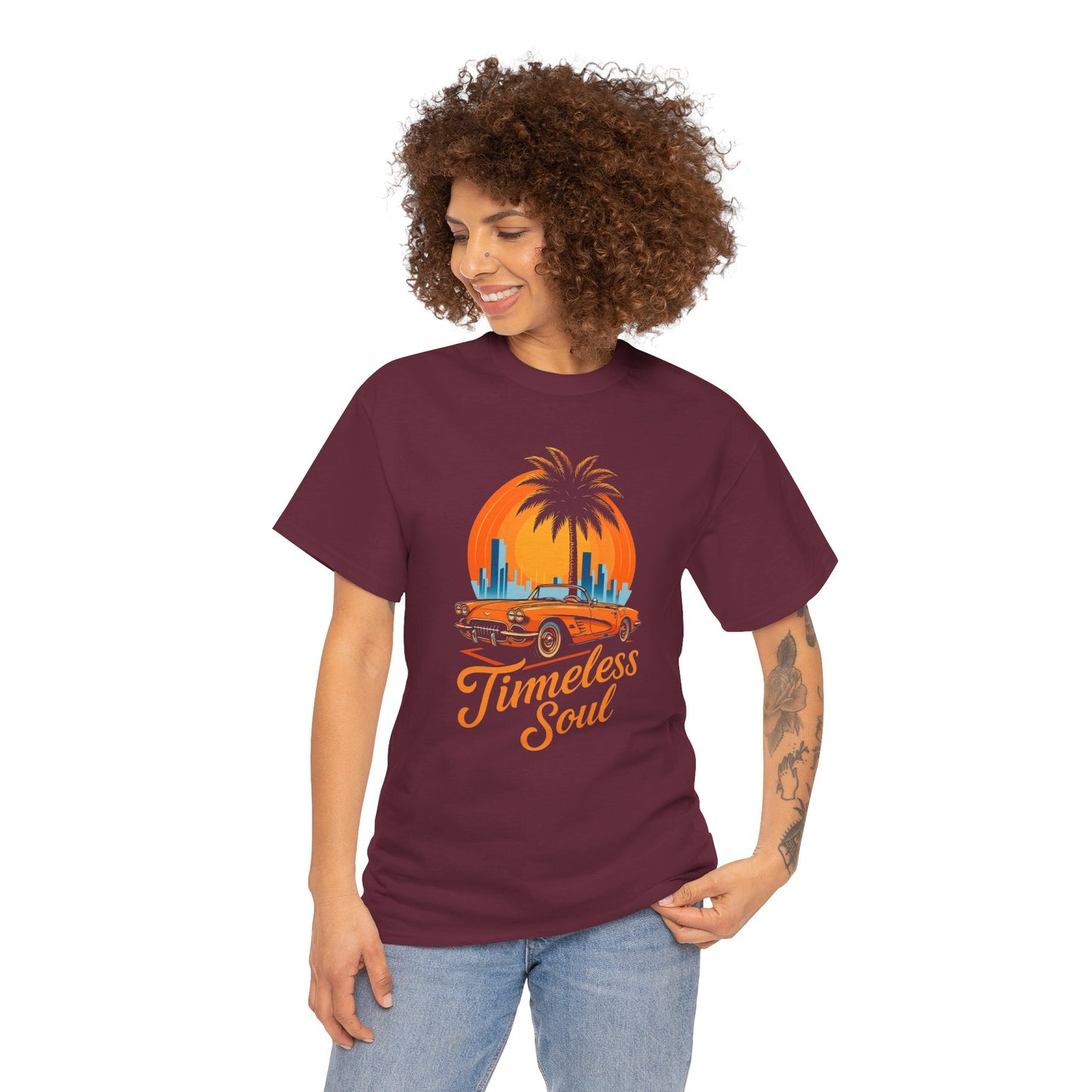 Vintage Sunset Retro Car T-Shirt, Classic Convertible Shirt, Miami Beach 80s Style Top - Unisex Tee