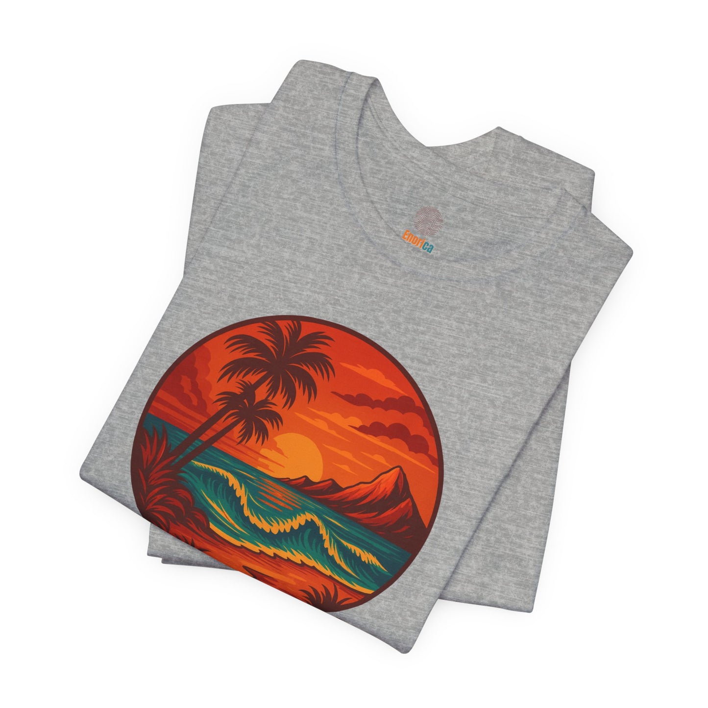 Retro Sunset Ocean Wave Graphic Tee - Live Bright Think Deep T-Shirt, Palm Tree Beach Shirt, Inspirational Typography, Unisex Bella Canvas