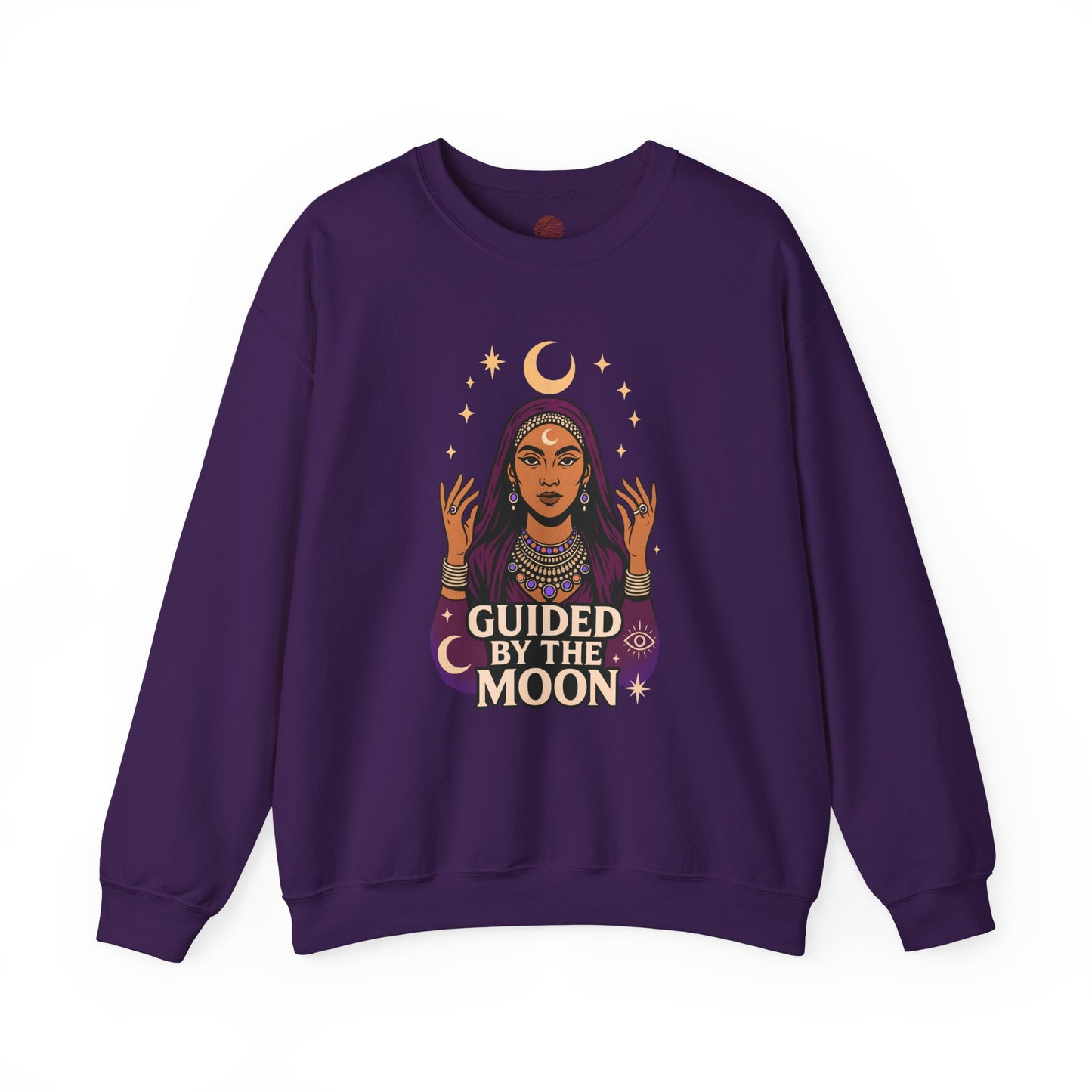 Guided by the Moon Sweatshirt, Mystical Celestial Graphic Pullover, Astrology Spiritual Unisex Crewneck, Moon Phase Cozy Gift, Celestial