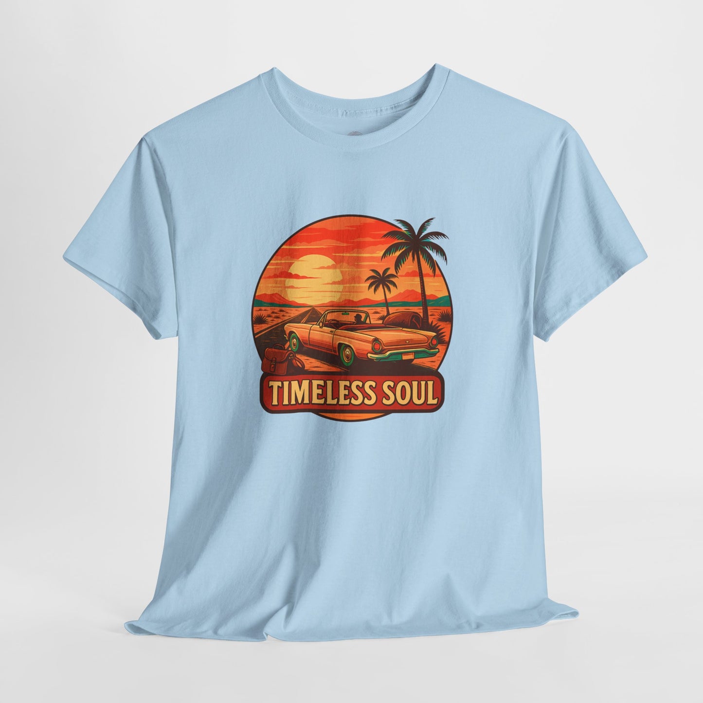 Timeless Soul Road Trip T-Shirt, Retro Sunset Unisex Tee, Vintage Palm Tree Graphic Shirt