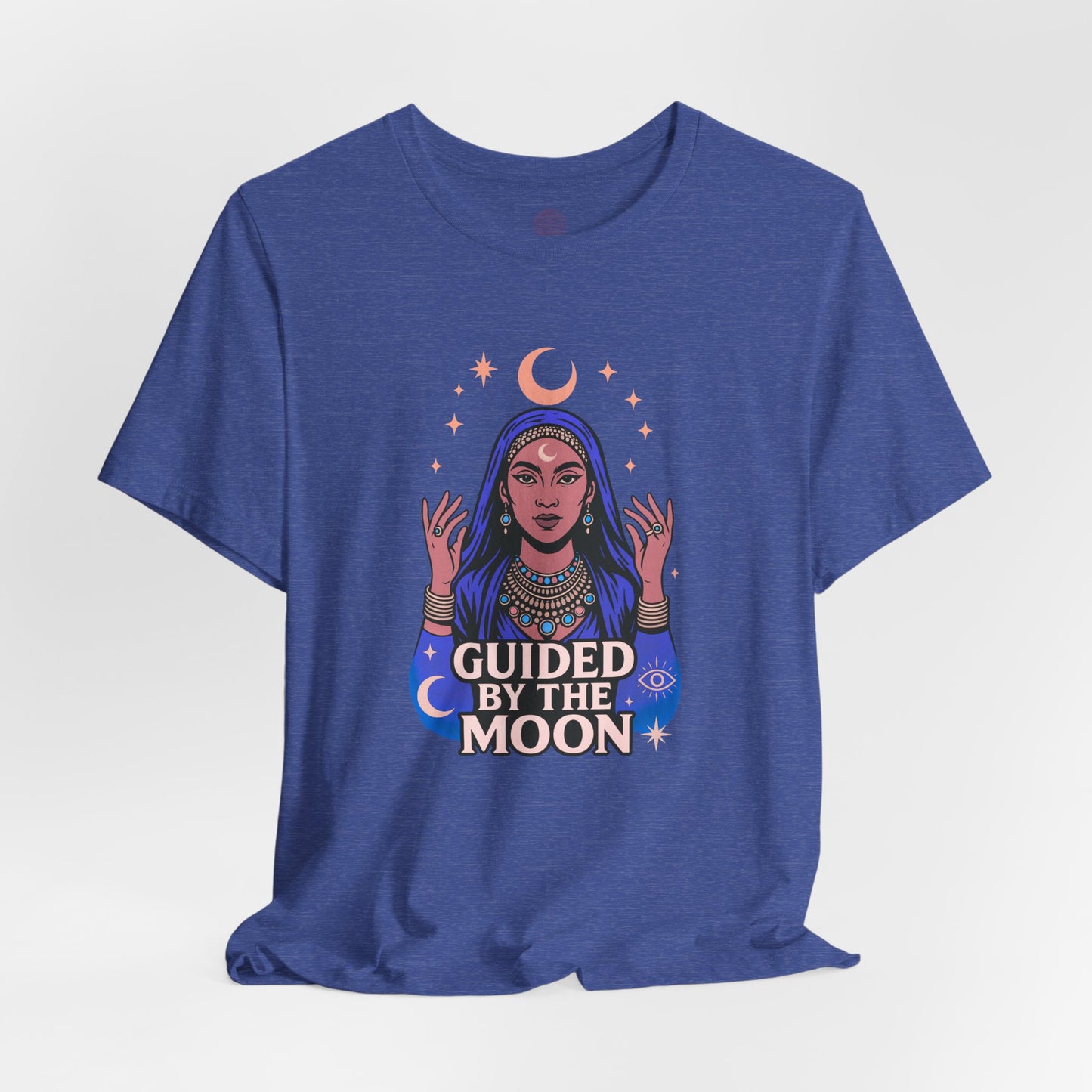 Guided by the Moon T Shirt, Mystical Celestial Graphic Tee, Spiritual Astrology Unisex Top, Moon Phase Witchy Gift for Moon Lovers - Unisex