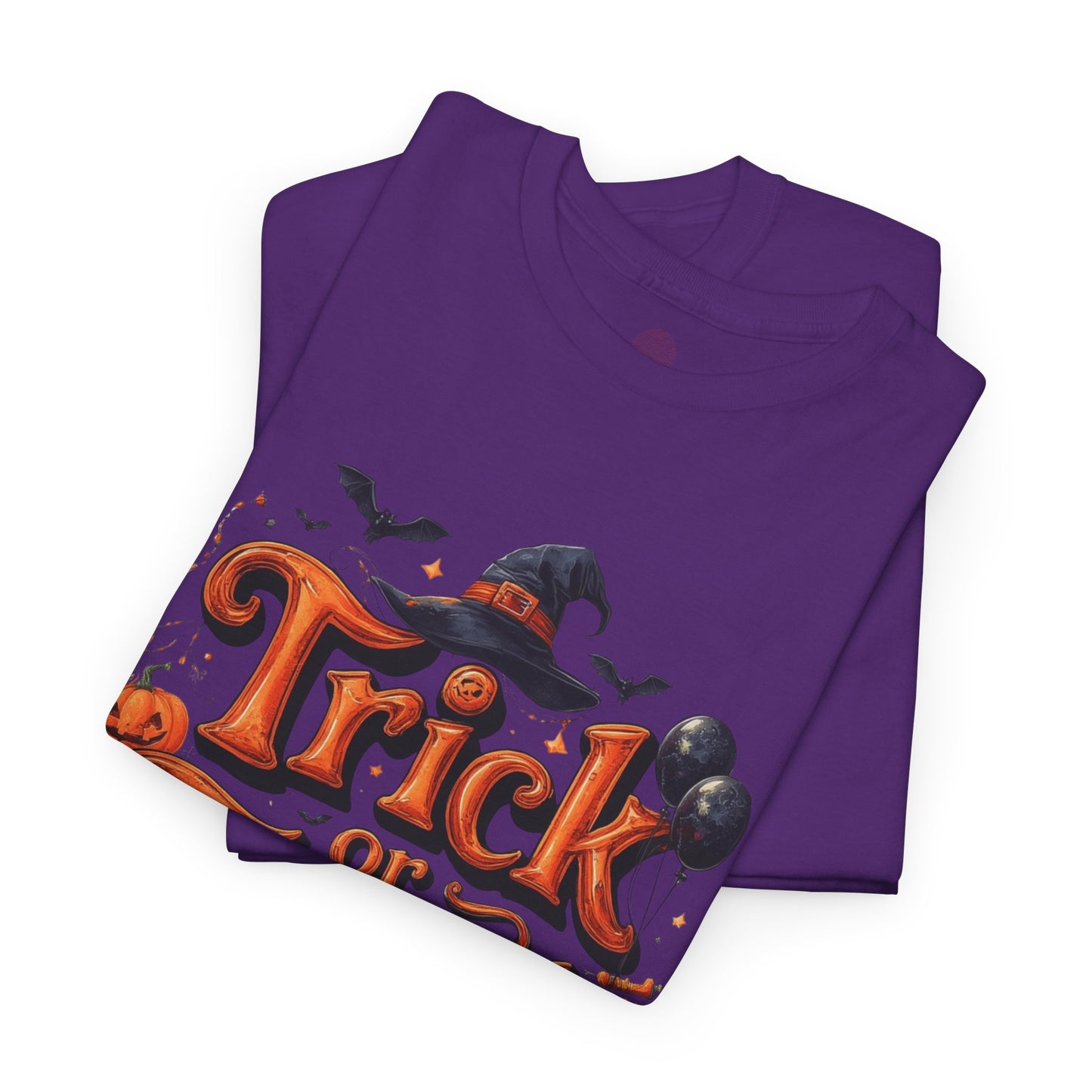 Trick or Treat Halloween Shirt | Spooky Pumpkin Witch Hat Graphic Tee | Funny Unisex Costume T-Shirt | Cute Halloween Party Top