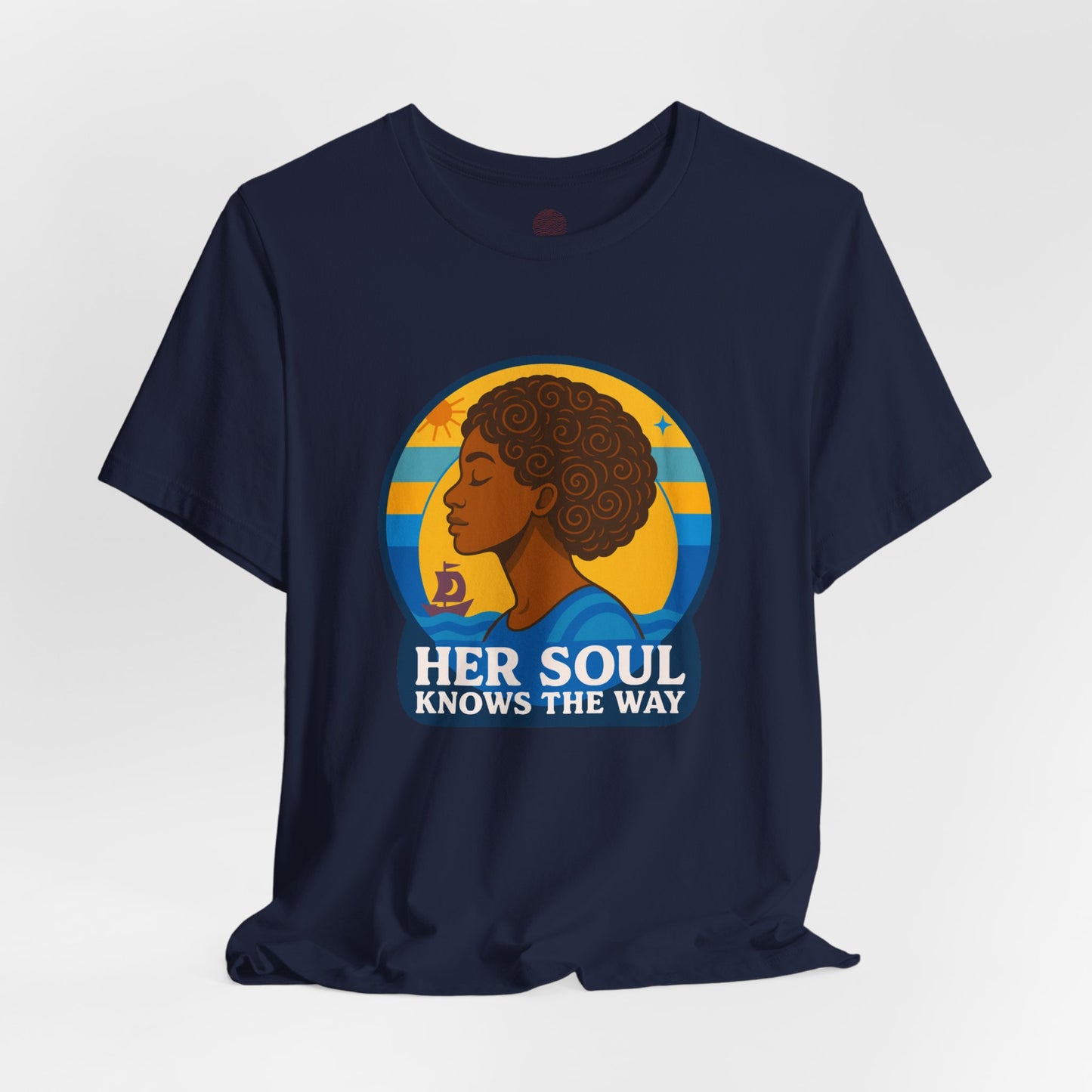 Retro Afro Woman Graphic Tee,Unisex Jersey Short Sleeve Tee, Inspirational Quote Top, Her Soul Knows The Way Shirt