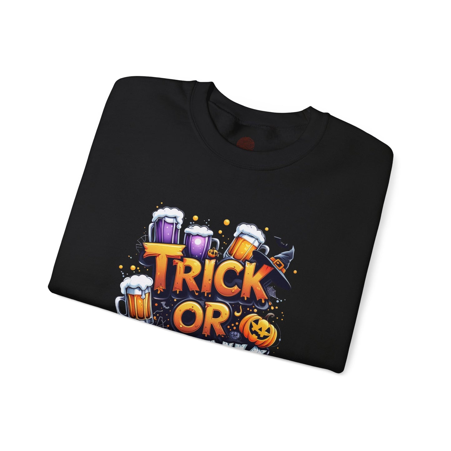"Trick or Drink Halloween Sweatshirt – Unisex Cozy Crewneck, Spooky Season Fall Outfit, Funny Party Gift"