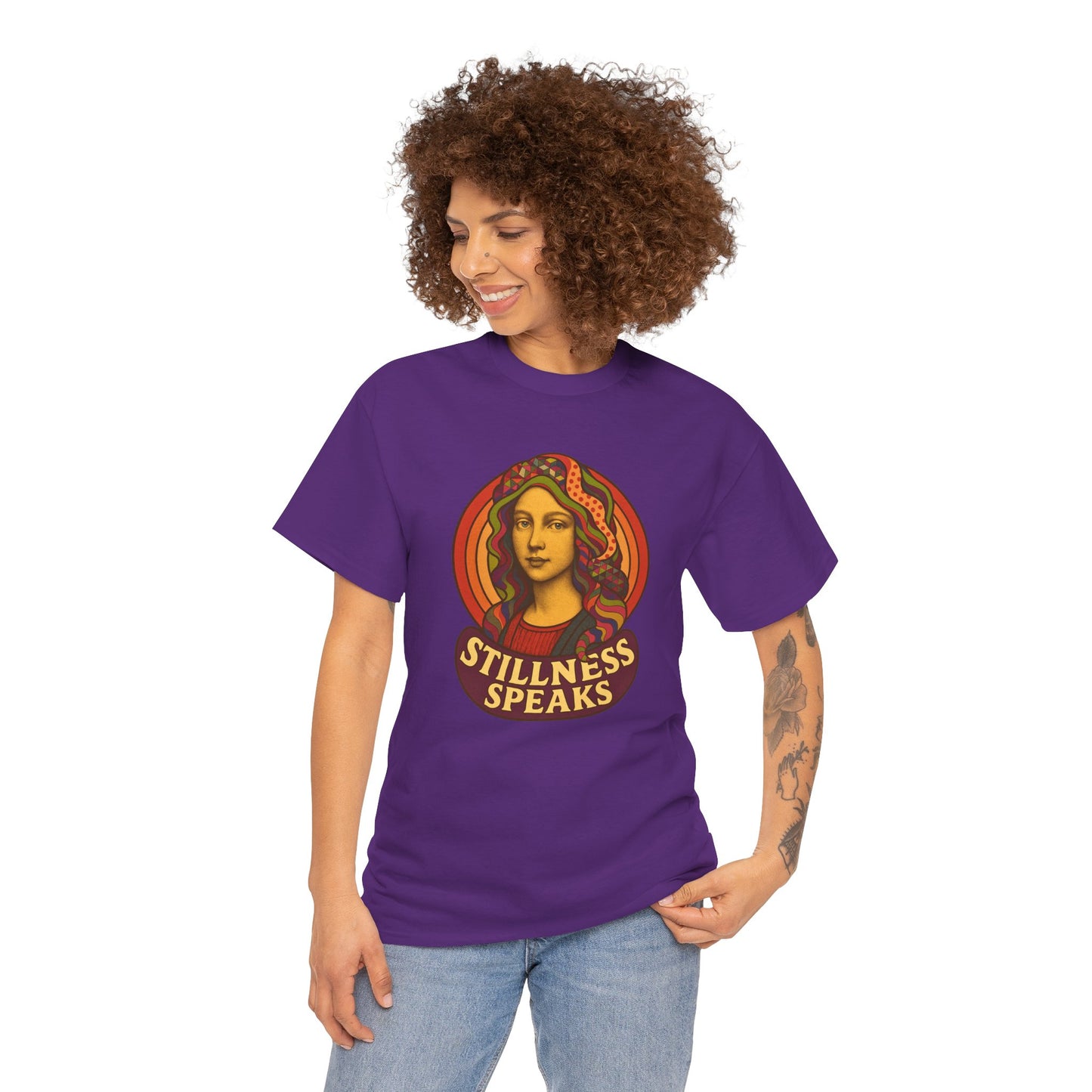Stillness Speaks T-Shirt, Psychedelic Retro 70s Graphic Tee, Spiritual Mystic Woman Shirt, Boho Trippy Aesthetic Top, Inner Peace Gift,
