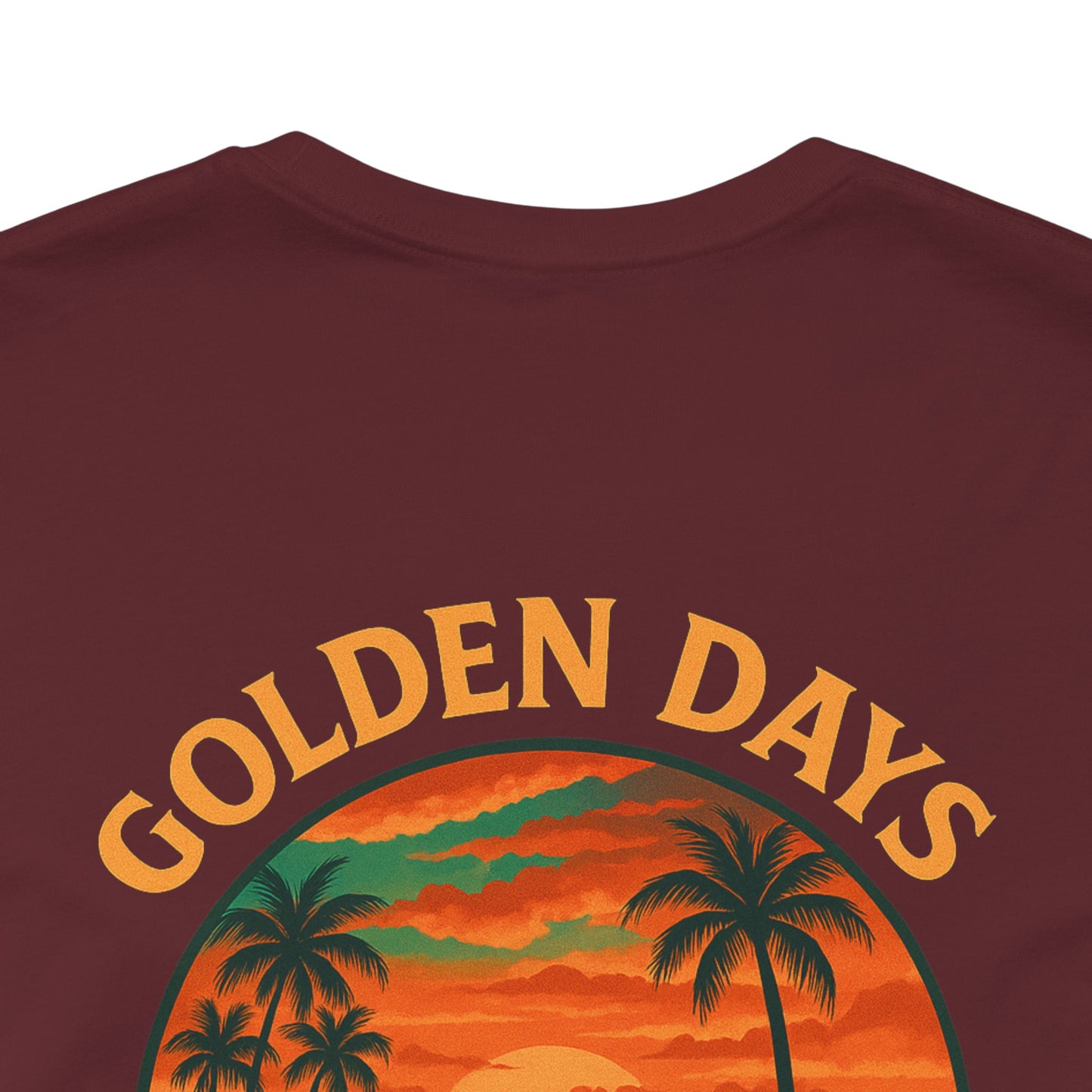 Golden Days Ahead Retro Car T-Shirt, Vintage Classic 50s Tee, Coastal Sunset Palm Trees, Unisex Jersey Shirt, Bella Canvas 3001, Men Women,