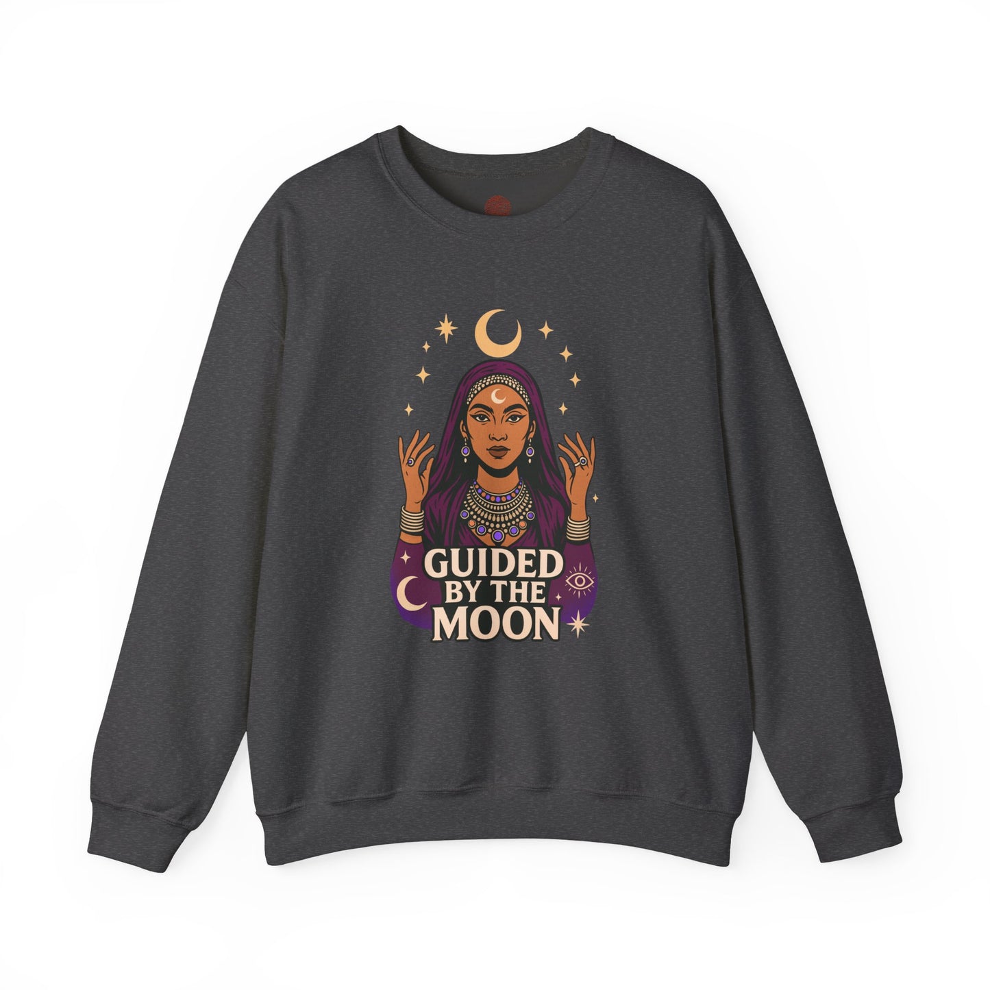 Guided by the Moon Sweatshirt, Mystical Celestial Graphic Pullover, Astrology Spiritual Unisex Crewneck, Moon Phase Cozy Gift, Celestial
