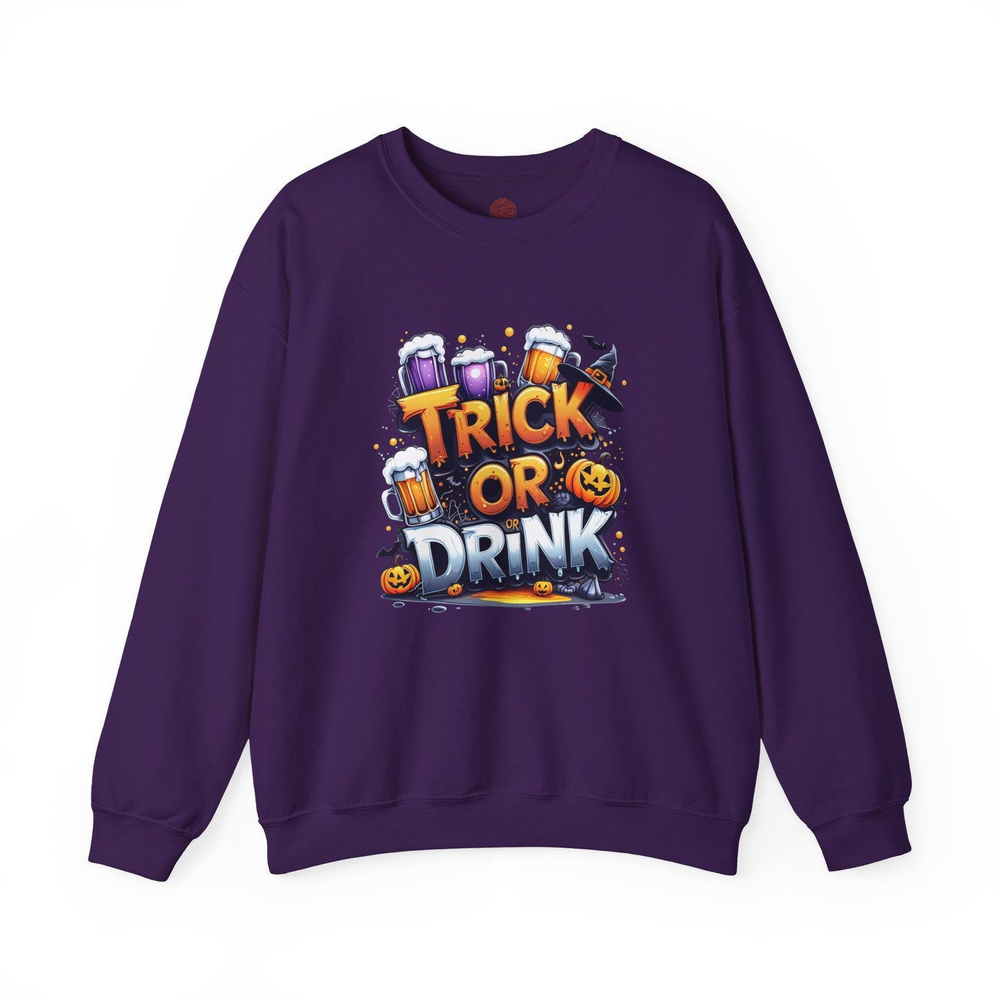 "Trick or Drink Halloween Sweatshirt – Unisex Cozy Crewneck, Spooky Season Fall Outfit, Funny Party Gift"