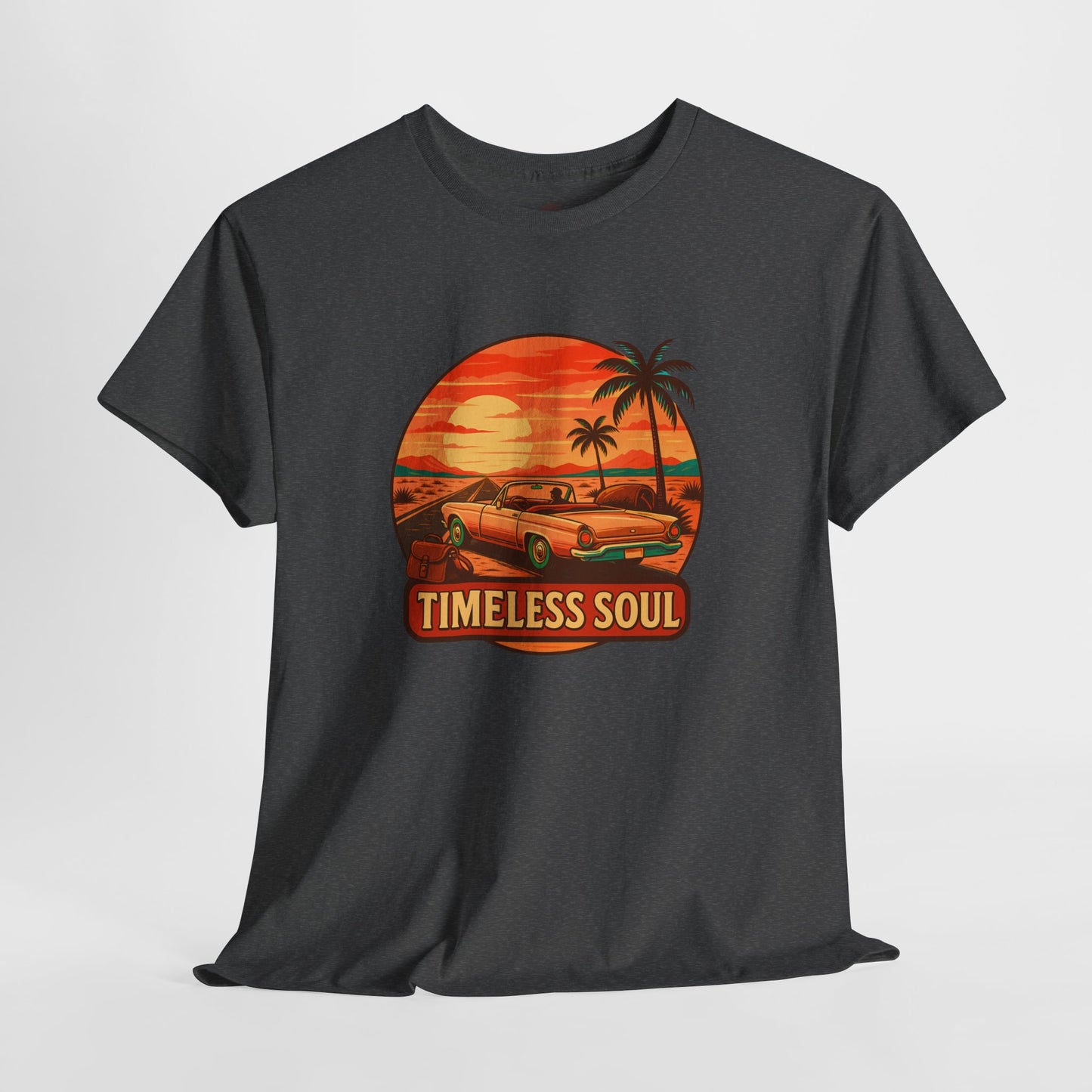 Timeless Soul Road Trip T-Shirt, Retro Sunset Unisex Tee, Vintage Palm Tree Graphic Shirt