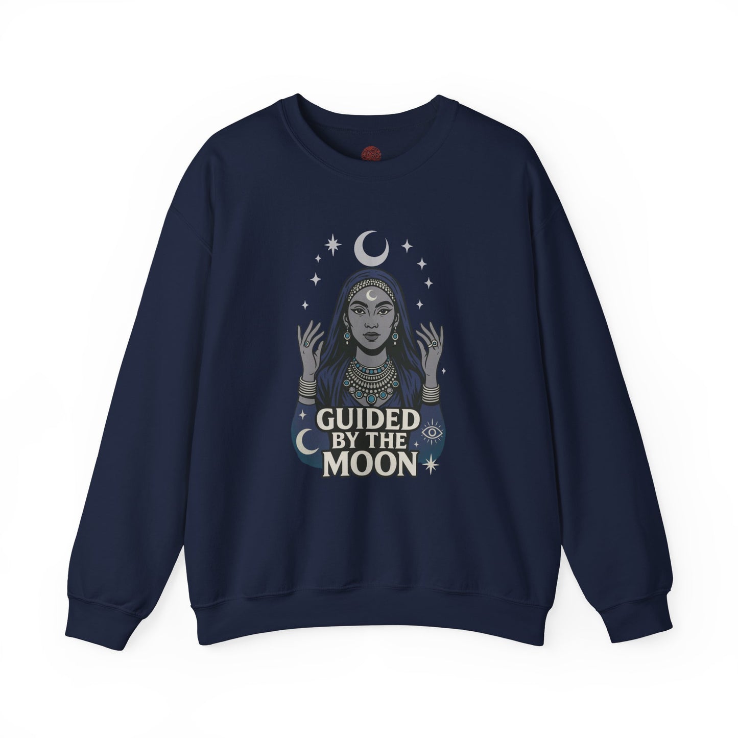 Guided by the Moon Sweatshirt, Mystical Celestial Graphic Pullover, Spiritual Astrology Unisex Cozy Top, Moon Phase Witchy Gift, Moon Lover