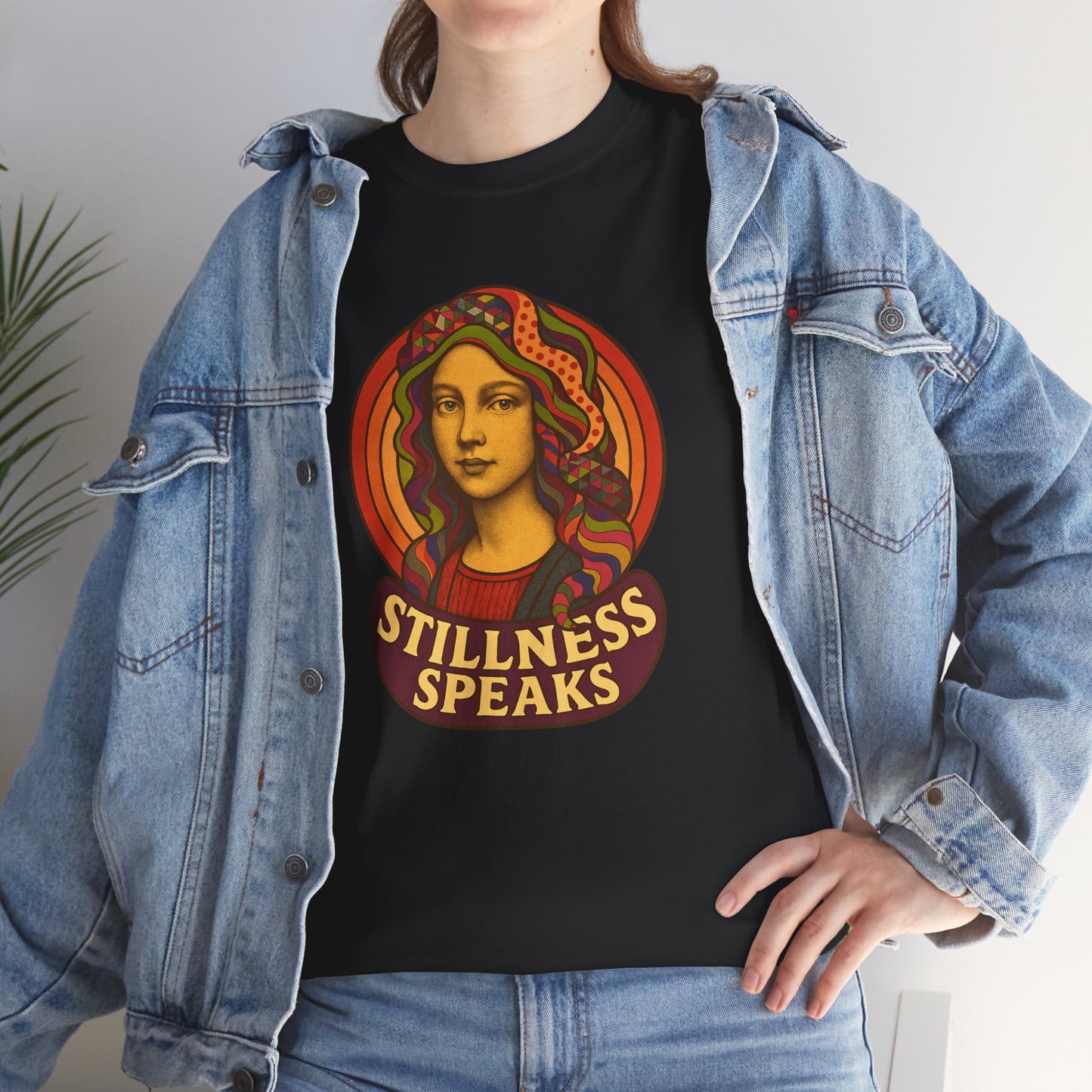 Stillness Speaks T-Shirt, Psychedelic Retro 70s Graphic Tee, Spiritual Mystic Woman Shirt, Boho Trippy Aesthetic Top, Inner Peace Gift,