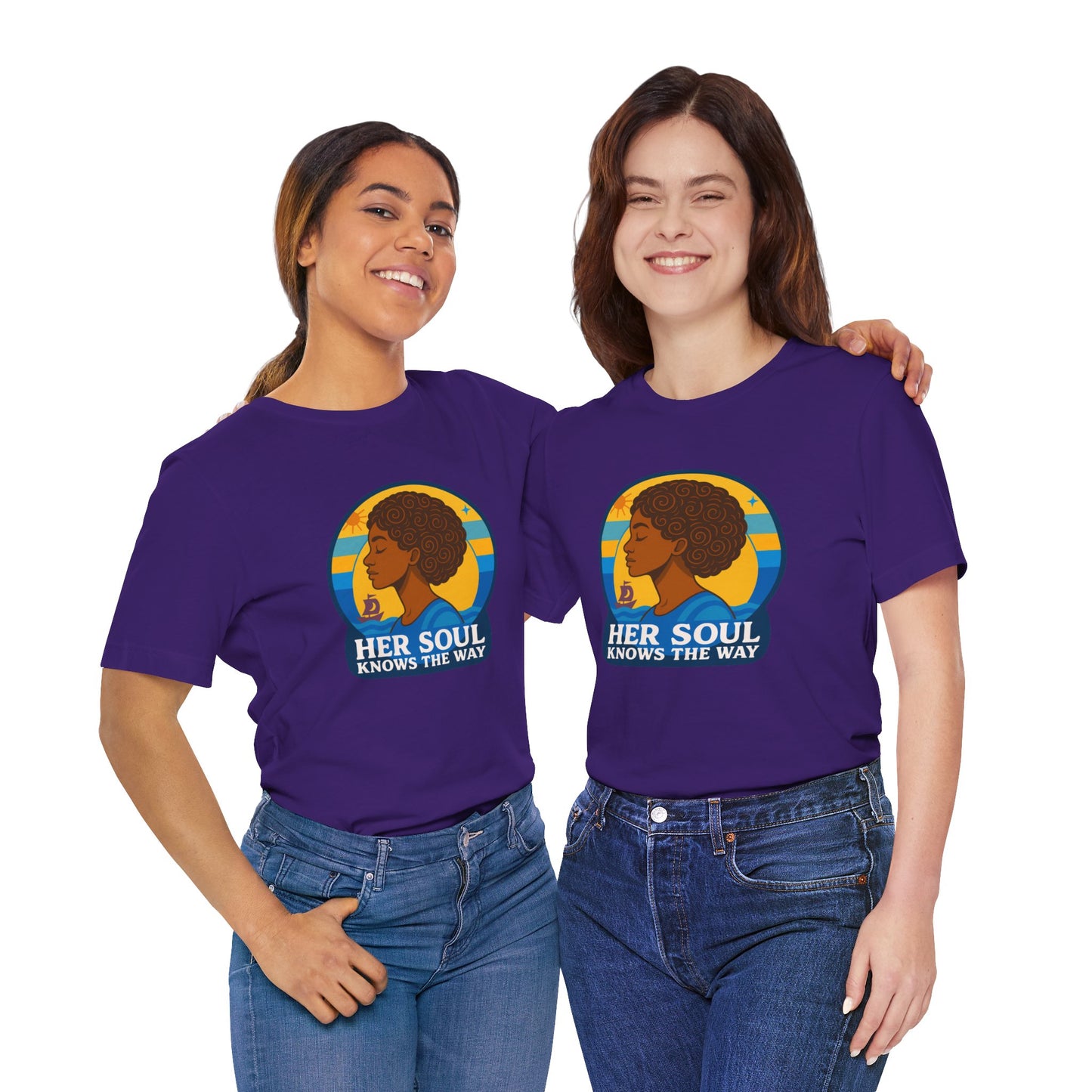 Retro Afro Woman Graphic Tee,Unisex Jersey Short Sleeve Tee, Inspirational Quote Top, Her Soul Knows The Way Shirt