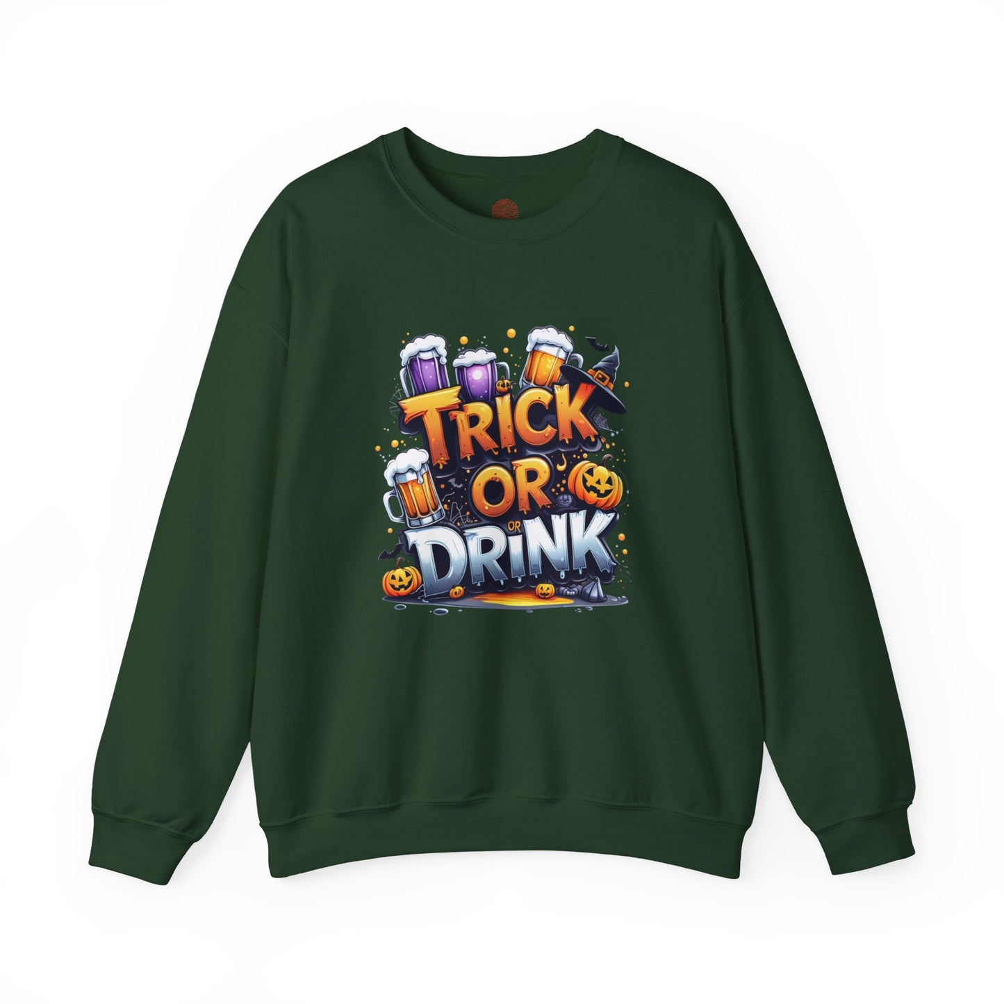 "Trick or Drink Halloween Sweatshirt – Unisex Cozy Crewneck, Spooky Season Fall Outfit, Funny Party Gift"