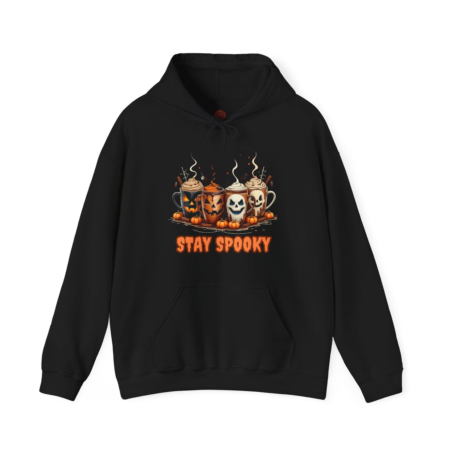 Stay Spooky Halloween Hoodie – Gildan 18500 Unisex Heavy Blend – Gothic Coffee Mug Graphic Sweatshirt