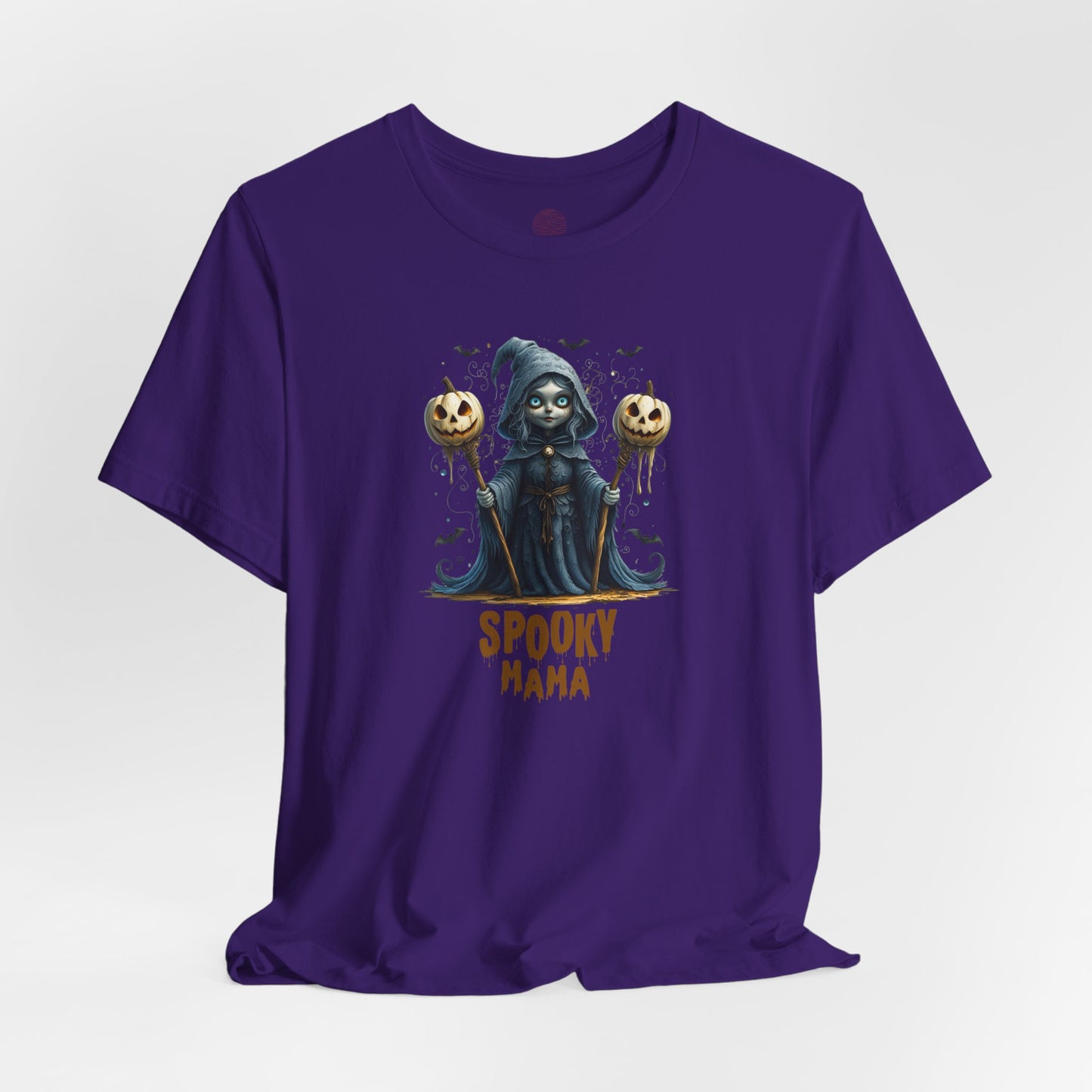 Spooky Mama Halloween Shirt – Gothic Witch Pumpkin Graphic Tee – Bella Canvas 3001 – Cute Halloween T-Shirt for Women