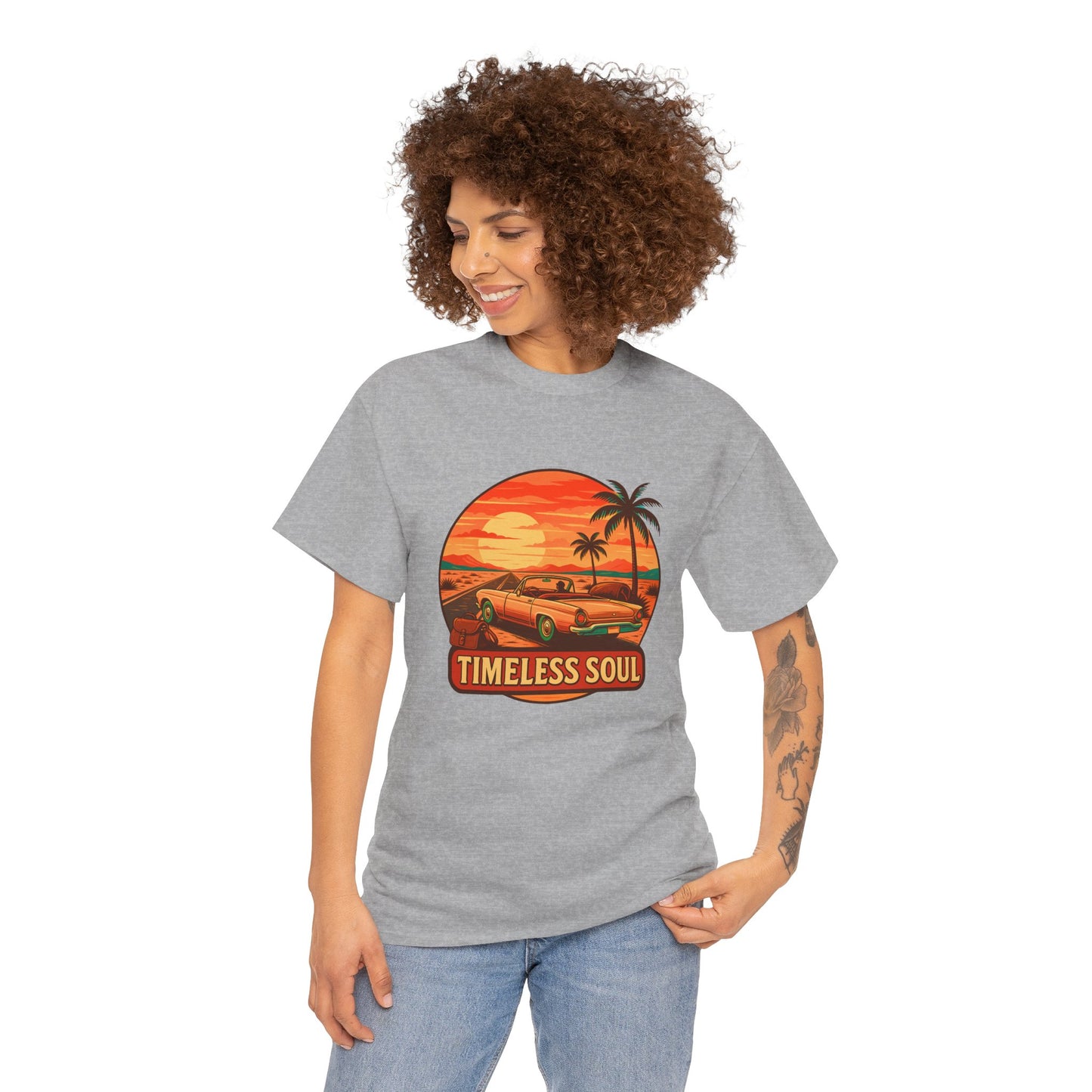 Timeless Soul Road Trip T-Shirt, Retro Sunset Unisex Tee, Vintage Palm Tree Graphic Shirt