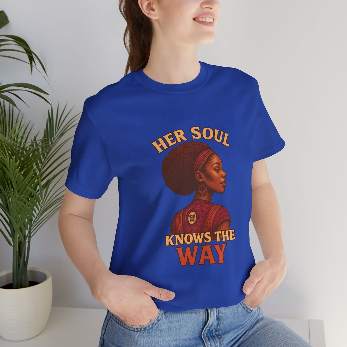 Retro Afro Woman Graphic Tee, Inspirational Quote Top, Her Soul Knows The Way Shirt, Unisex T-Shirt, Bella+Canvas 3001, Short Sleeve