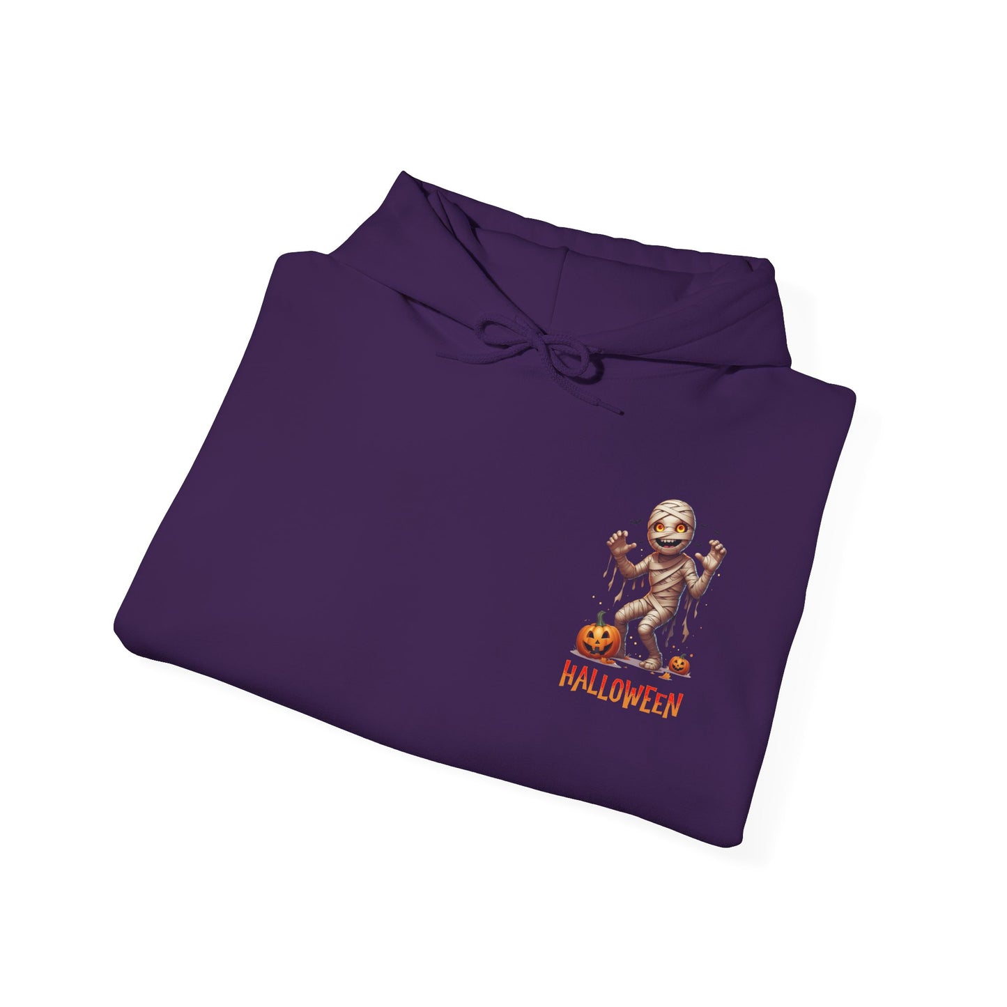 Halloween Mummy Hoodie – Spooky Pumpkin Graphic Sweatshirt – Gildan 18500 Unisex Halloween Hoodie for Fall & Horror Lovers