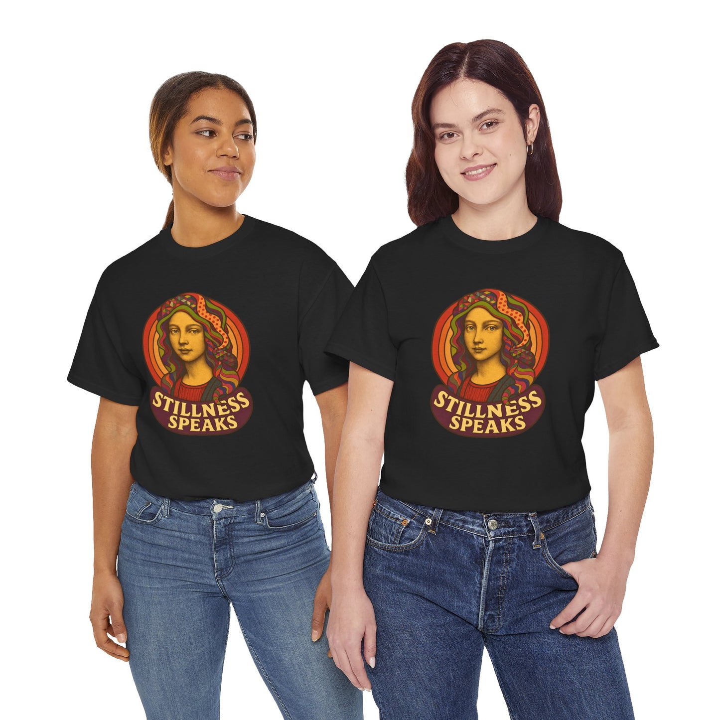 Stillness Speaks T-Shirt, Psychedelic Retro 70s Graphic Tee, Spiritual Mystic Woman Shirt, Boho Trippy Aesthetic Top, Inner Peace Gift,