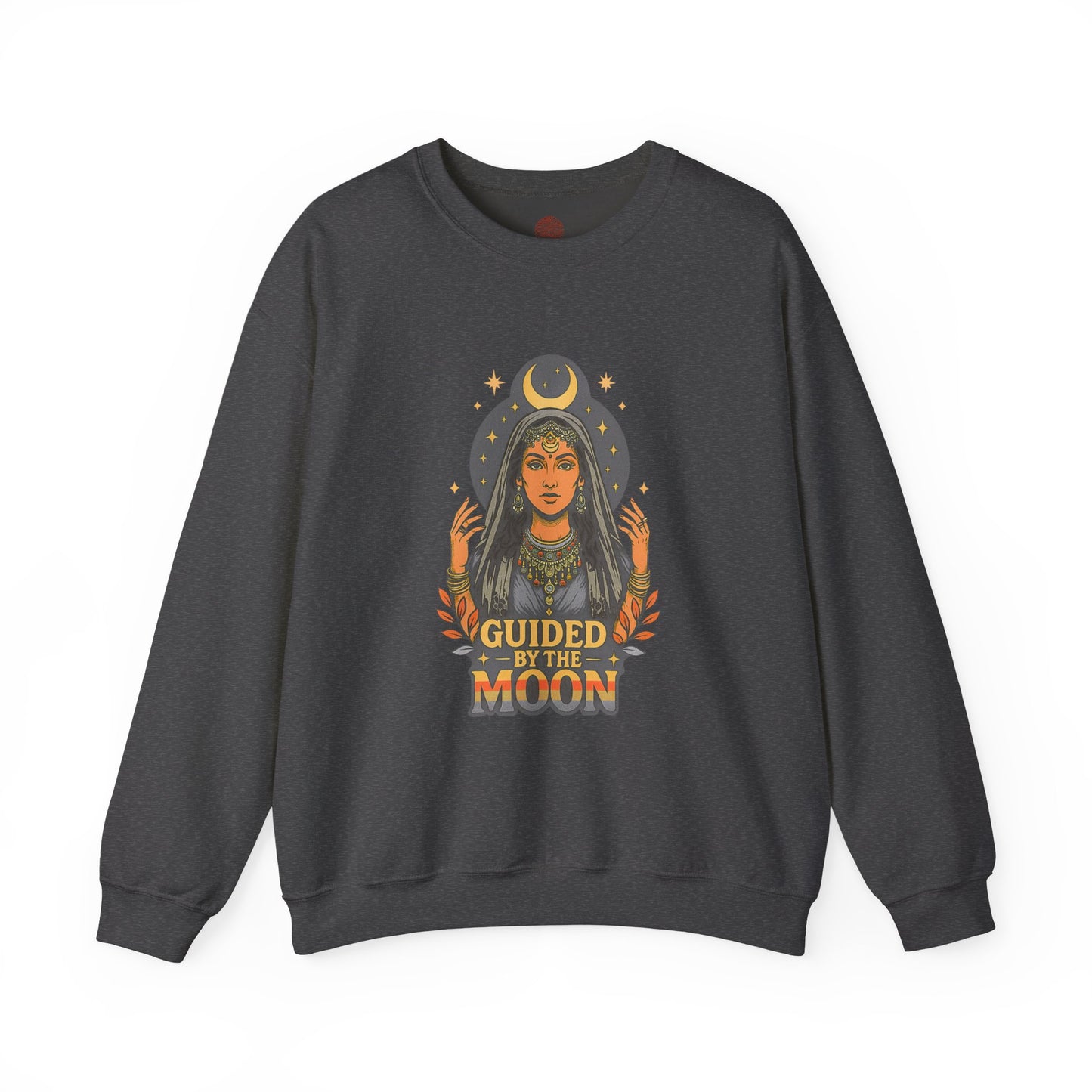 Guided by the Moon Sweatshirt, Celestial Graphic Pullover, Moon Phase Cozy Top, Astrology Gift, Gildan 18000 Sweatshirt