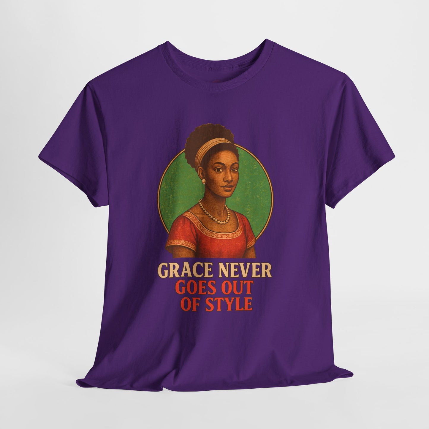 Grace Never Goes Out of Style Gildan 5000 Shirt - Retro Vintage Afro Woman Graphic Tee, 70s Aesthetic Inspirational Quote T-Shirt