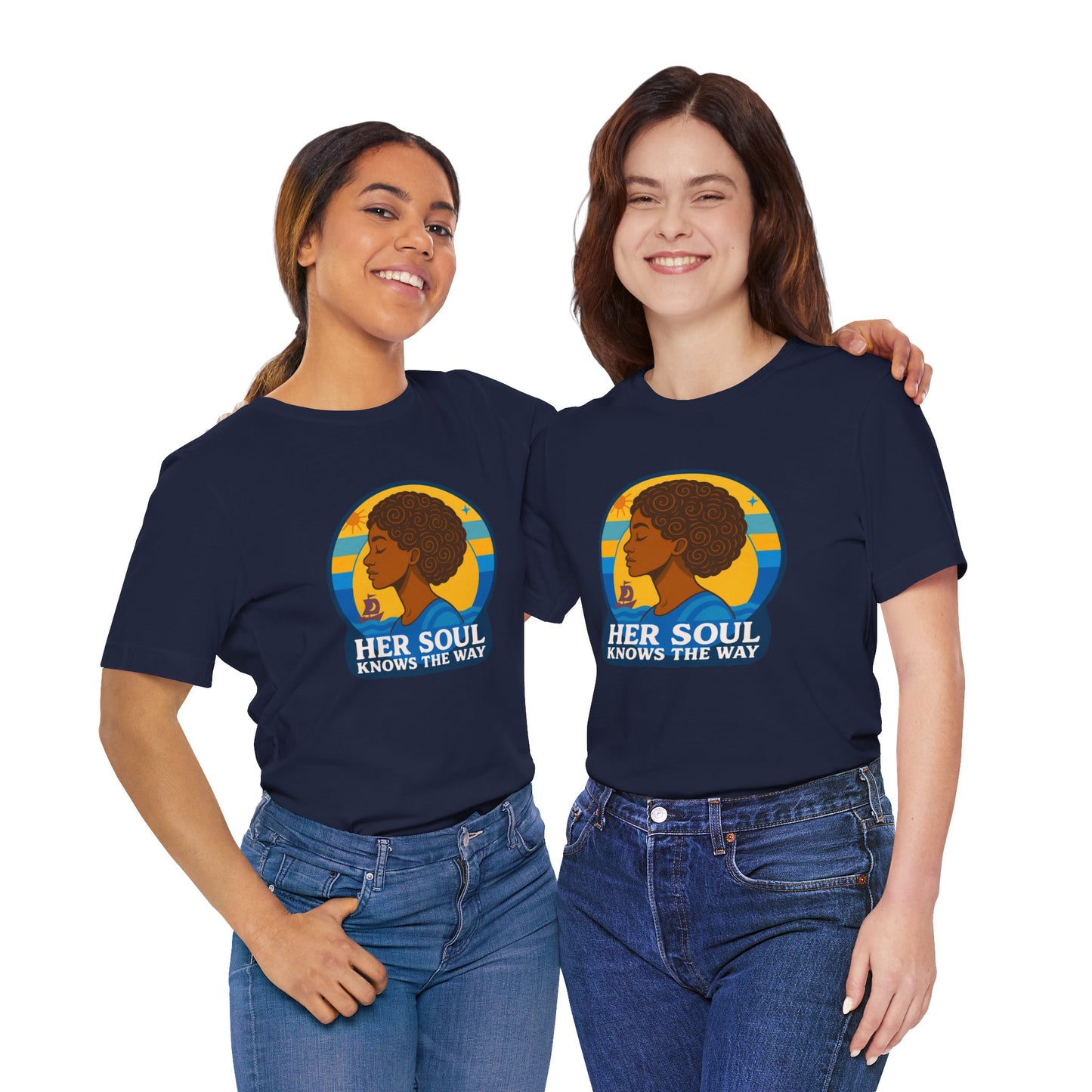 Retro Afro Woman Graphic Tee,Unisex Jersey Short Sleeve Tee, Inspirational Quote Top, Her Soul Knows The Way Shirt
