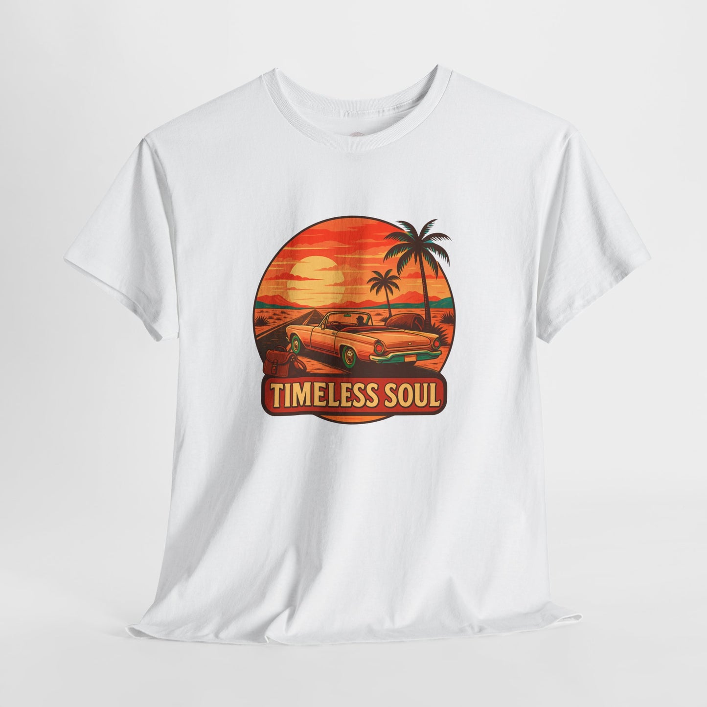 Timeless Soul Road Trip T-Shirt, Retro Sunset Unisex Tee, Vintage Palm Tree Graphic Shirt