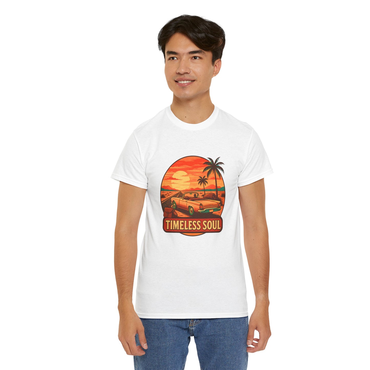 Timeless Soul Road Trip T-Shirt, Retro Sunset Unisex Tee, Vintage Palm Tree Graphic Shirt