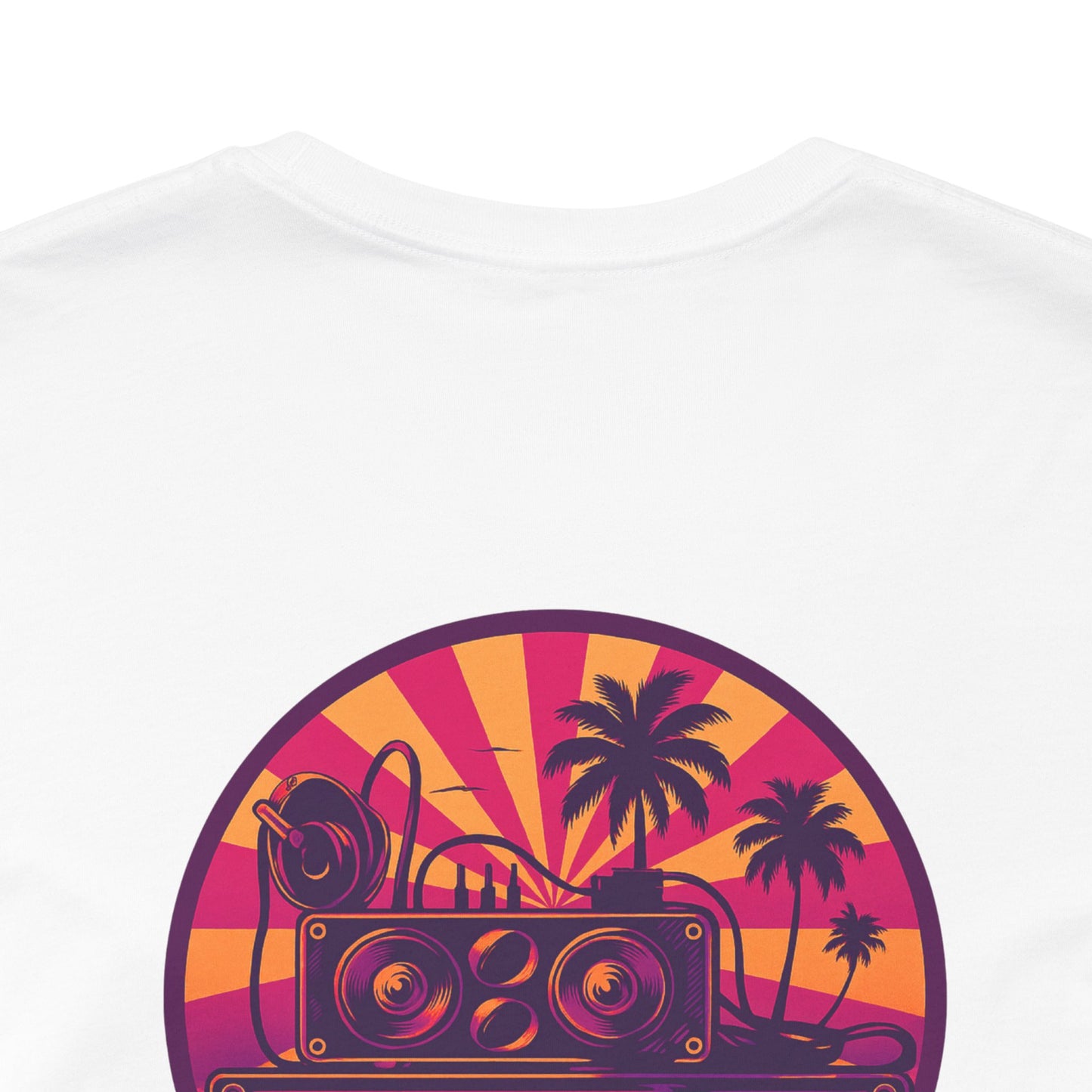 Echoes of the Past Retro Sunset T-Shirt – Bella Canvas 3001 Unisex 80s Vaporwave Graphic Tee, Vintage Music Lover Shirt