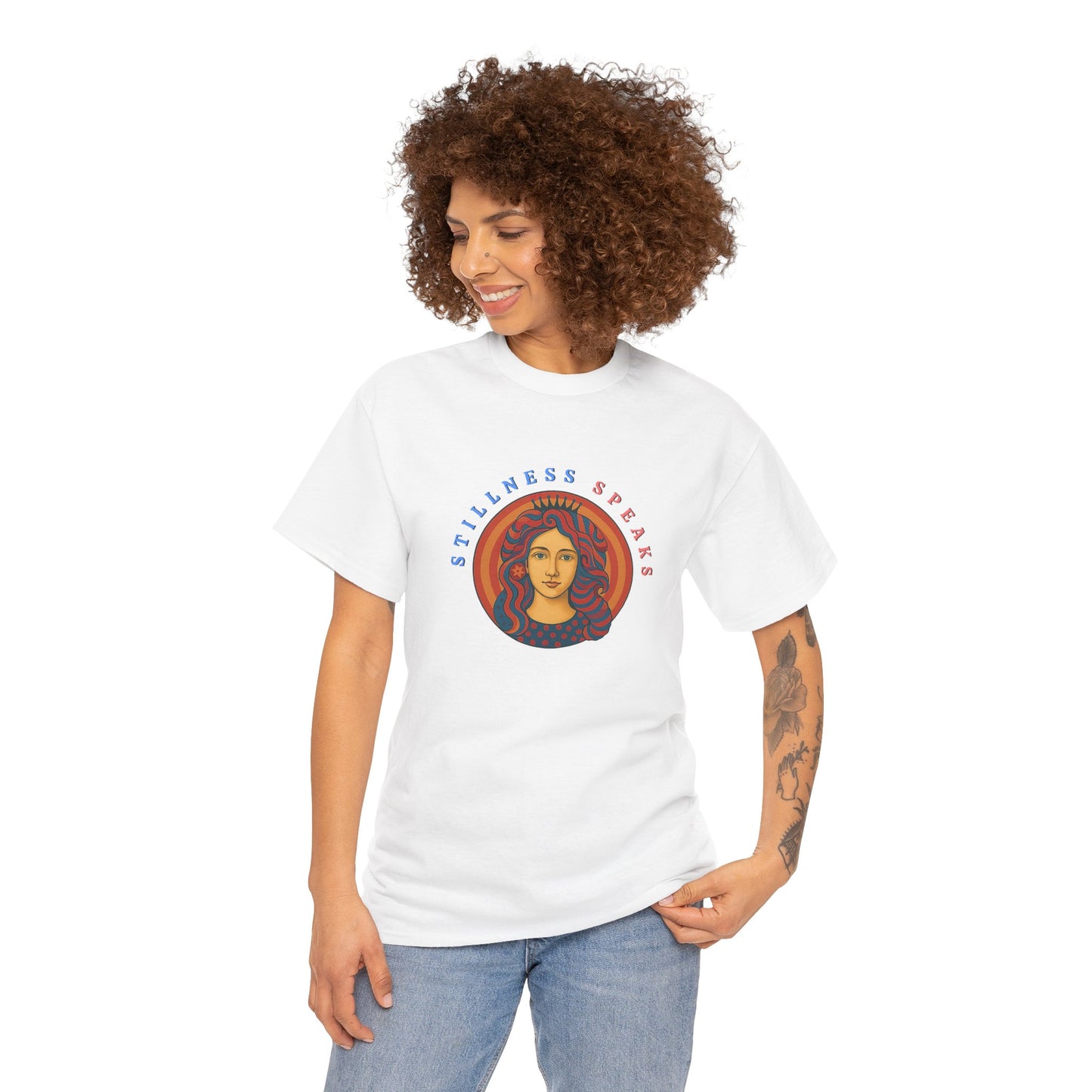 Stillness Speaks T-Shirt, Psychedelic Retro Graphic Tee, Spiritual Mystic Woman Shirt, 70s Boho Aesthetic Top, Inner Peace Gift, Unisex