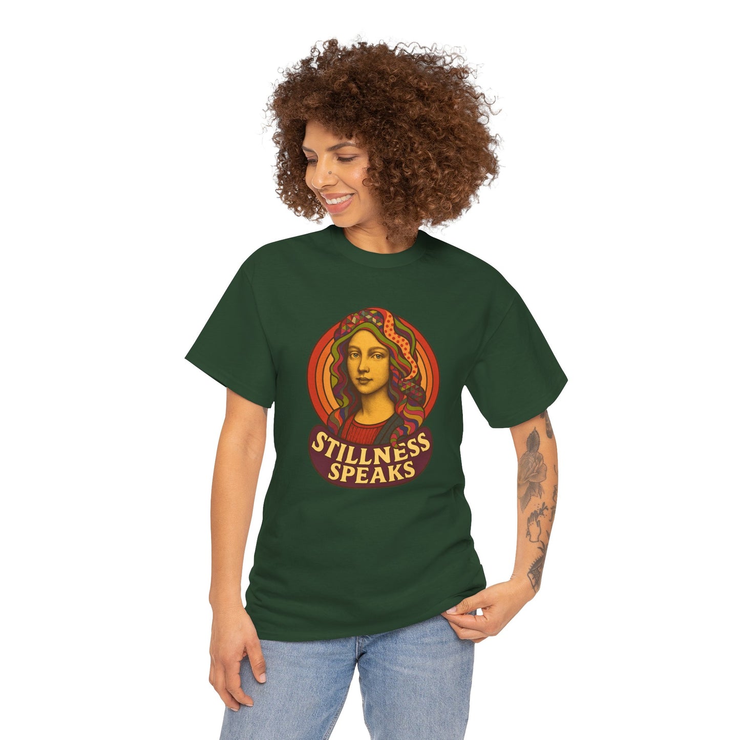 Stillness Speaks T-Shirt, Psychedelic Retro 70s Graphic Tee, Spiritual Mystic Woman Shirt, Boho Trippy Aesthetic Top, Inner Peace Gift,