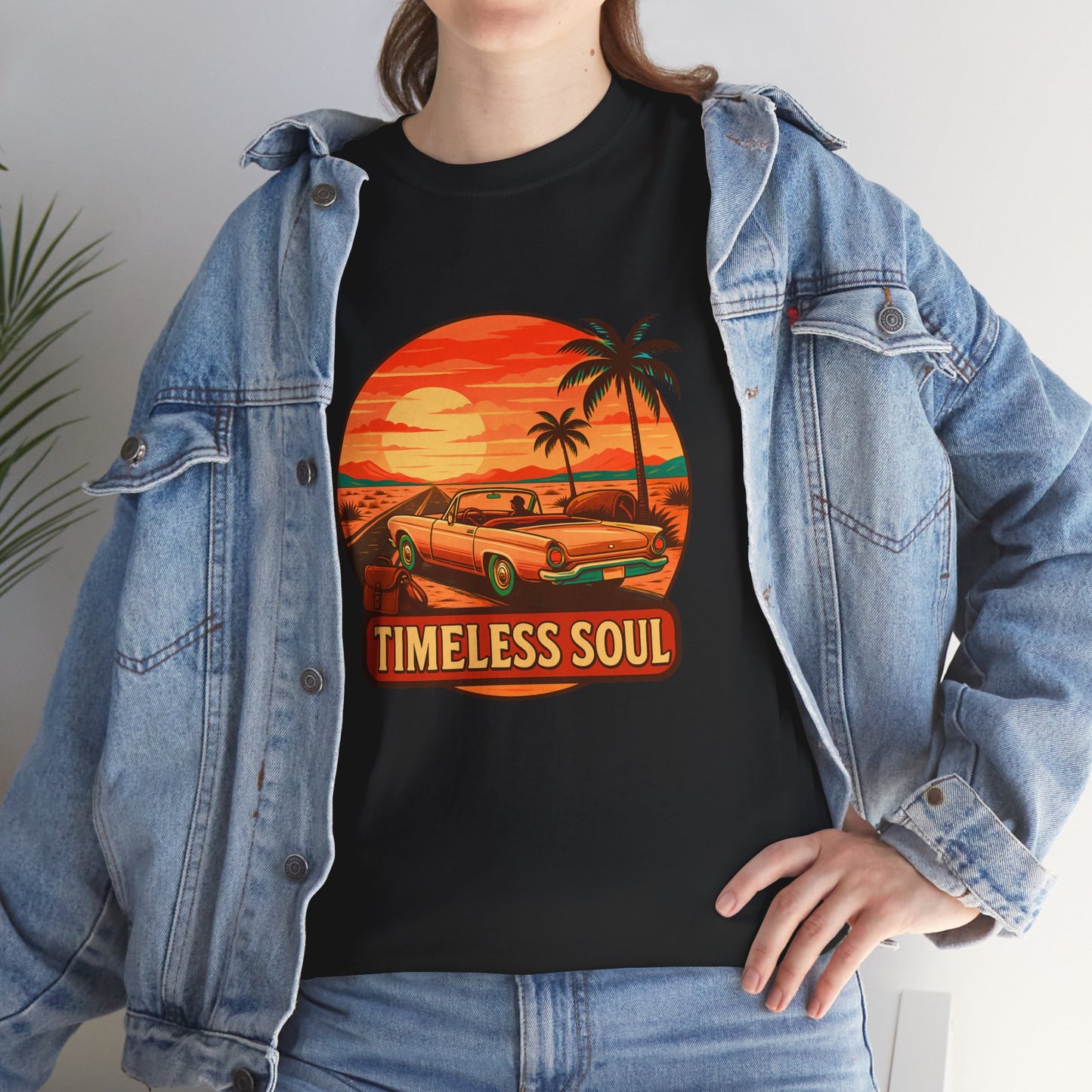 Timeless Soul Road Trip T-Shirt, Retro Sunset Unisex Tee, Vintage Palm Tree Graphic Shirt
