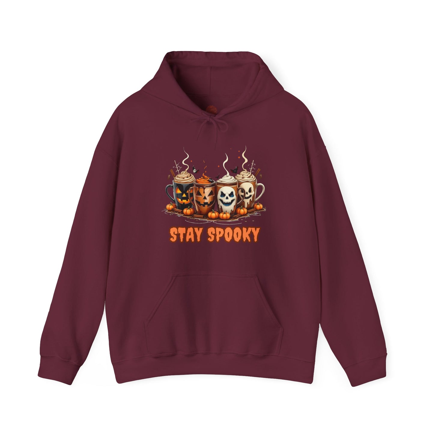Stay Spooky Halloween Hoodie – Gildan 18500 Unisex Heavy Blend – Gothic Coffee Mug Graphic Sweatshirt