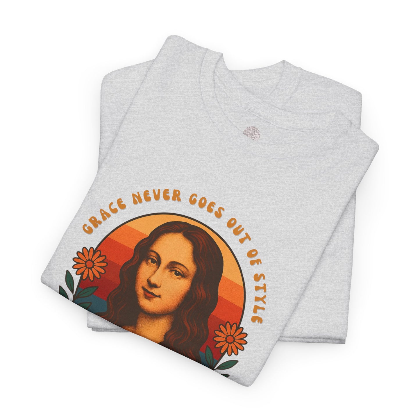 Retro Mona Lisa Unisex Heavy Cotton Tee - Vintage Aesthetic Graphic Shirt, 70s Art Tee, Trendy Gildan 5000 Top, Grace Never Goes Out of