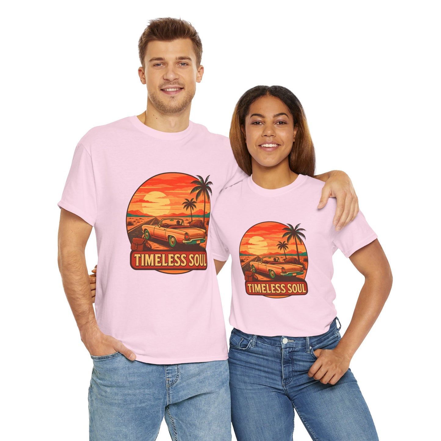 Timeless Soul Road Trip T-Shirt, Retro Sunset Unisex Tee, Vintage Palm Tree Graphic Shirt