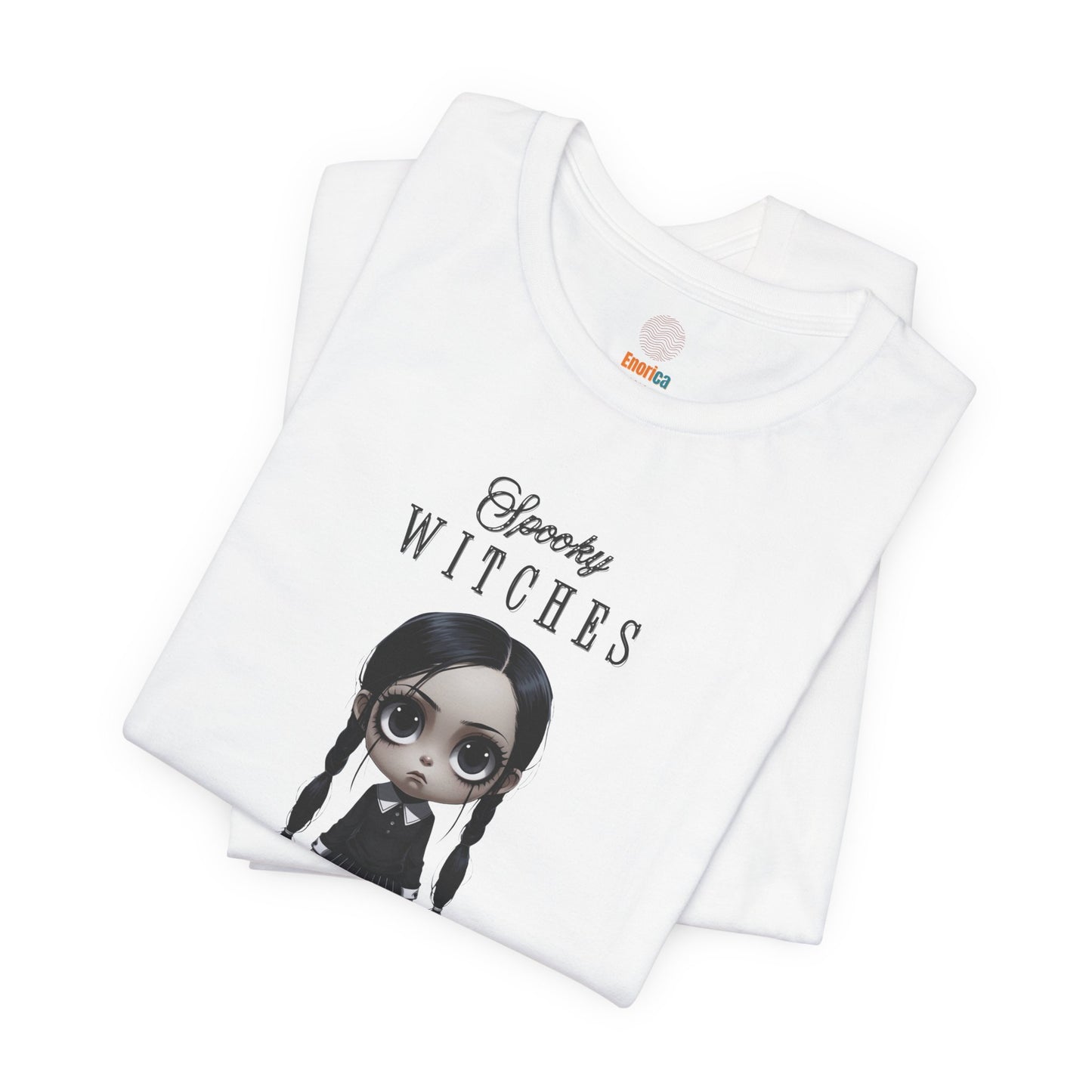 Spooky Witches Halloween Club Shirt – Gothic Wednesday Addams Inspired Tee – Bella Canvas 3001 – Unisex Spooky Halloween T-Shirt